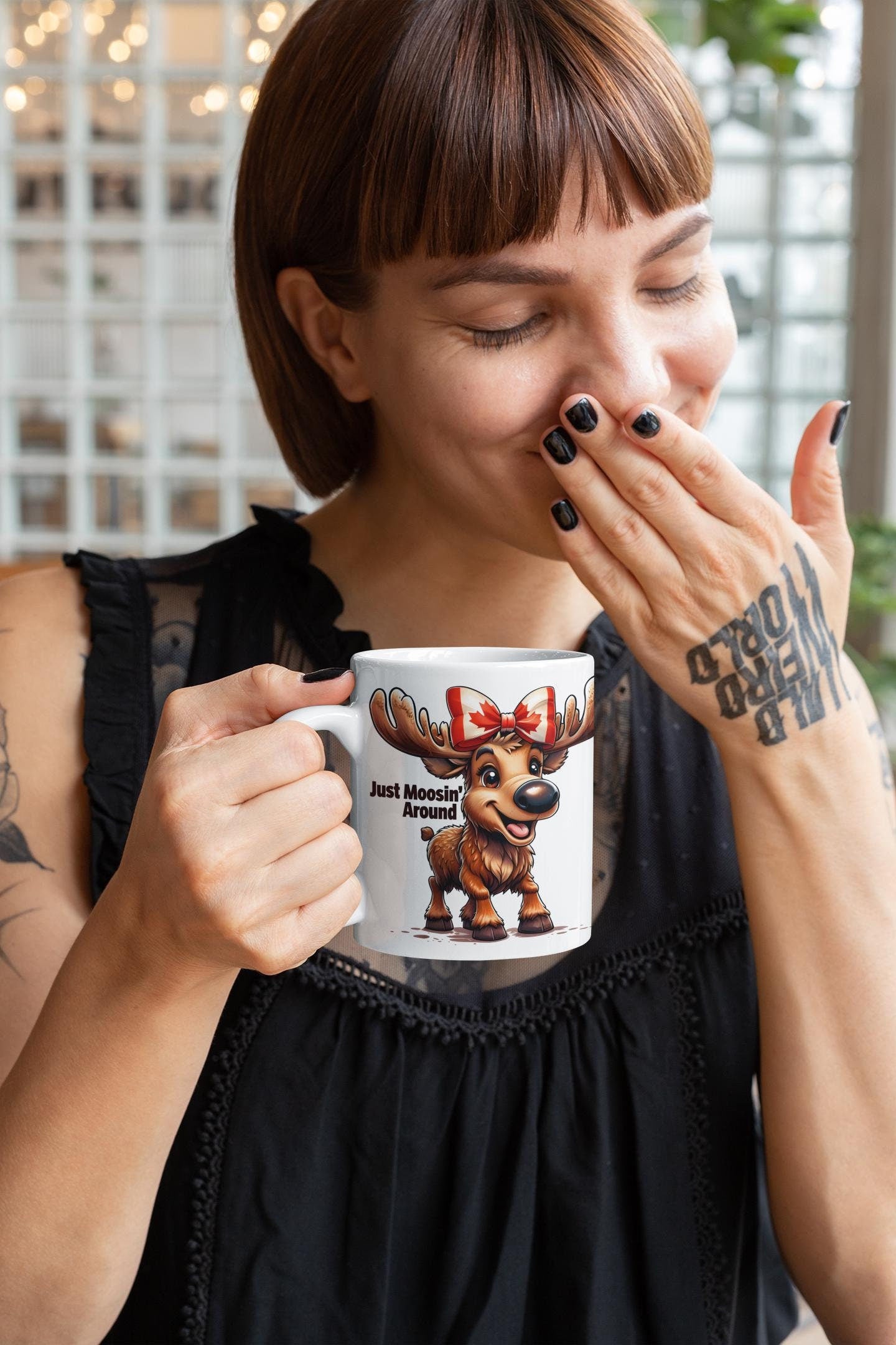 Moosin' Around Canada Mug - Fun Wildlife Gift - Cute Moose Mug - Perfect for Coffee Lovers