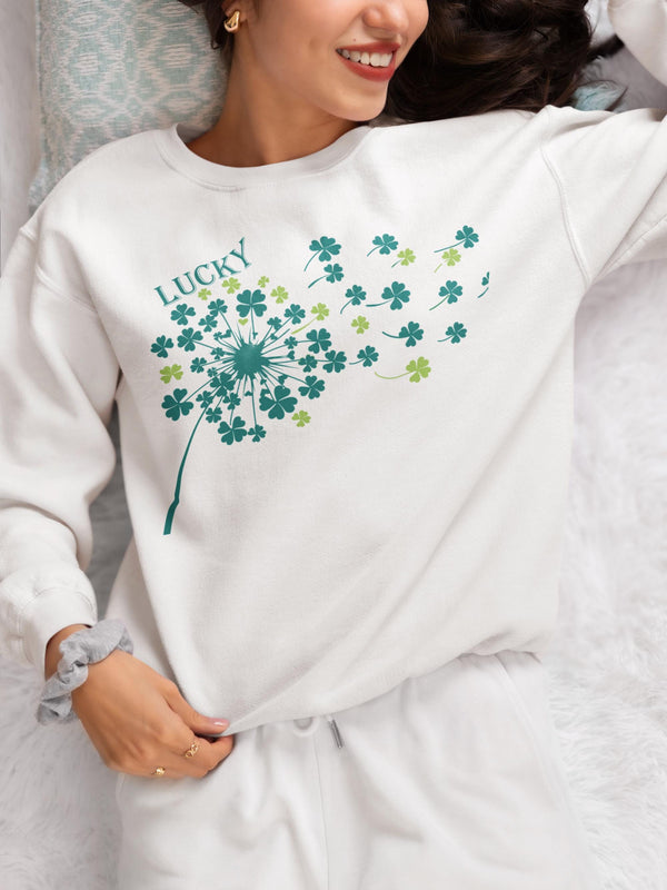Shamrock Sweatshirt - Clover Shamrock Shirt - St Patrick's Day Apparel - Lucky Clover Design
