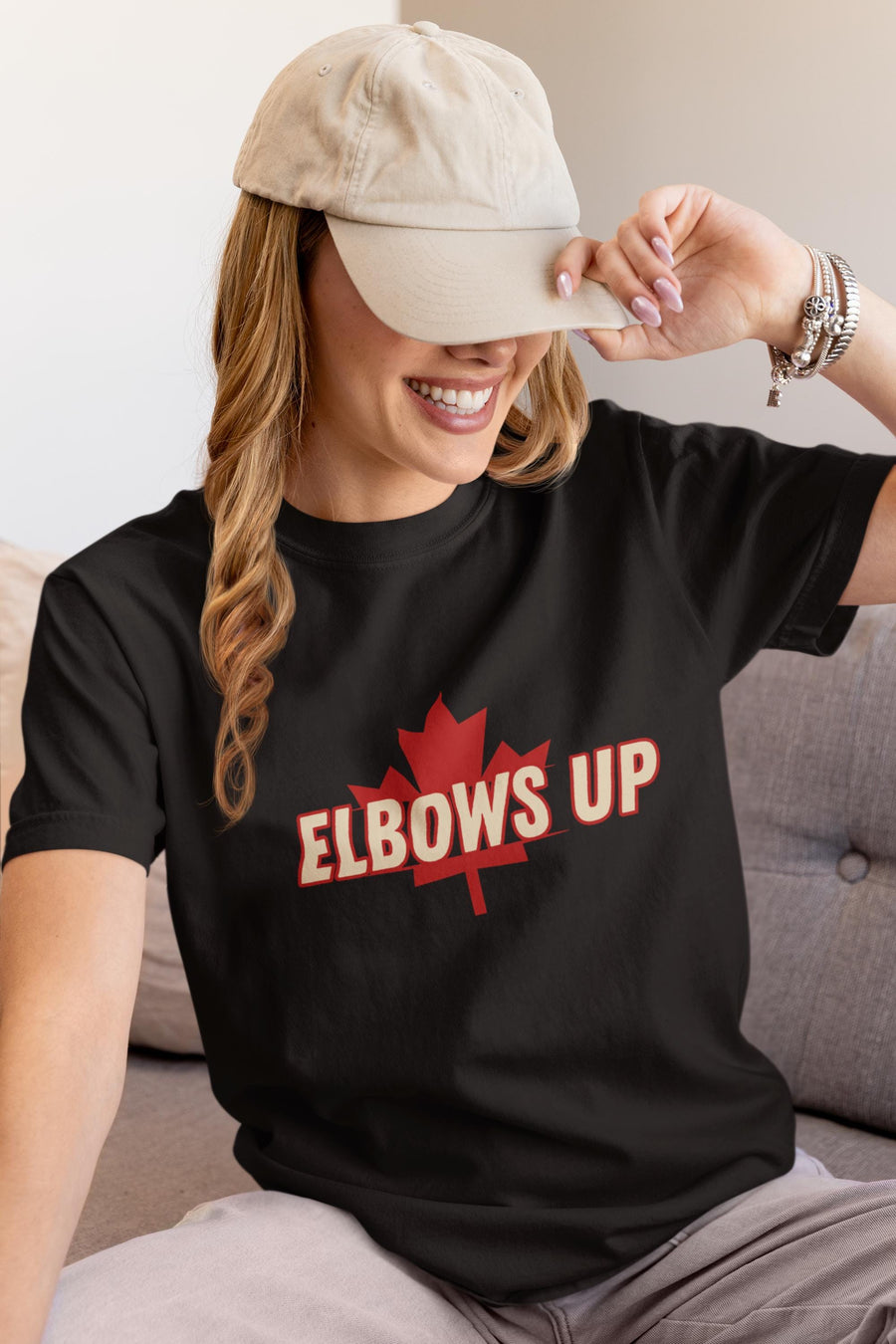 Elbows Up T-Shirt, True North Strong Graphic Tee, Anti-Trump Apparel, Unique Gift for Friends, Unisex Style