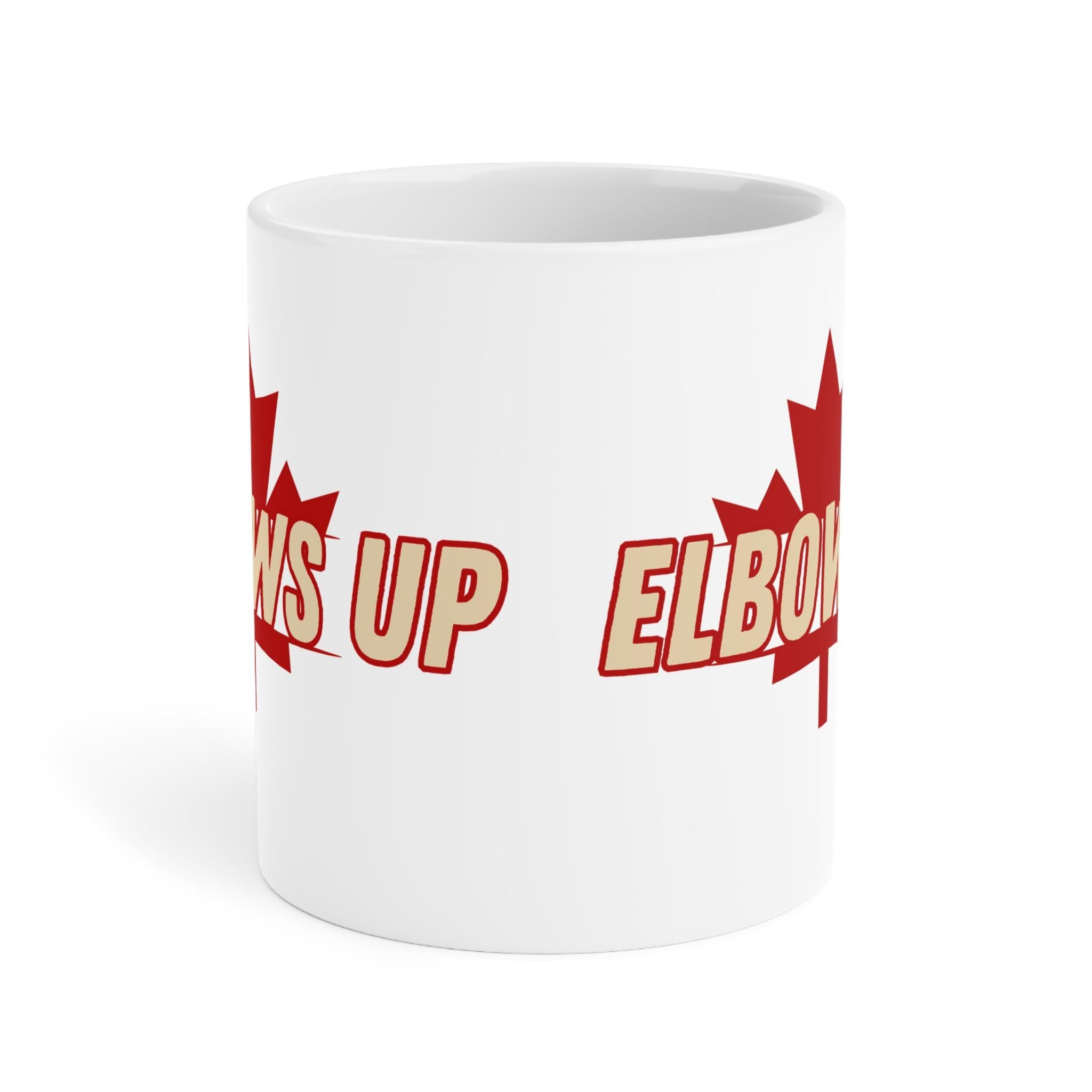 Elbows Up Mug, Canada Pride Cup, Gift for Hockey Dad, Unique Hockey Mom Mug, Fun Drinkware