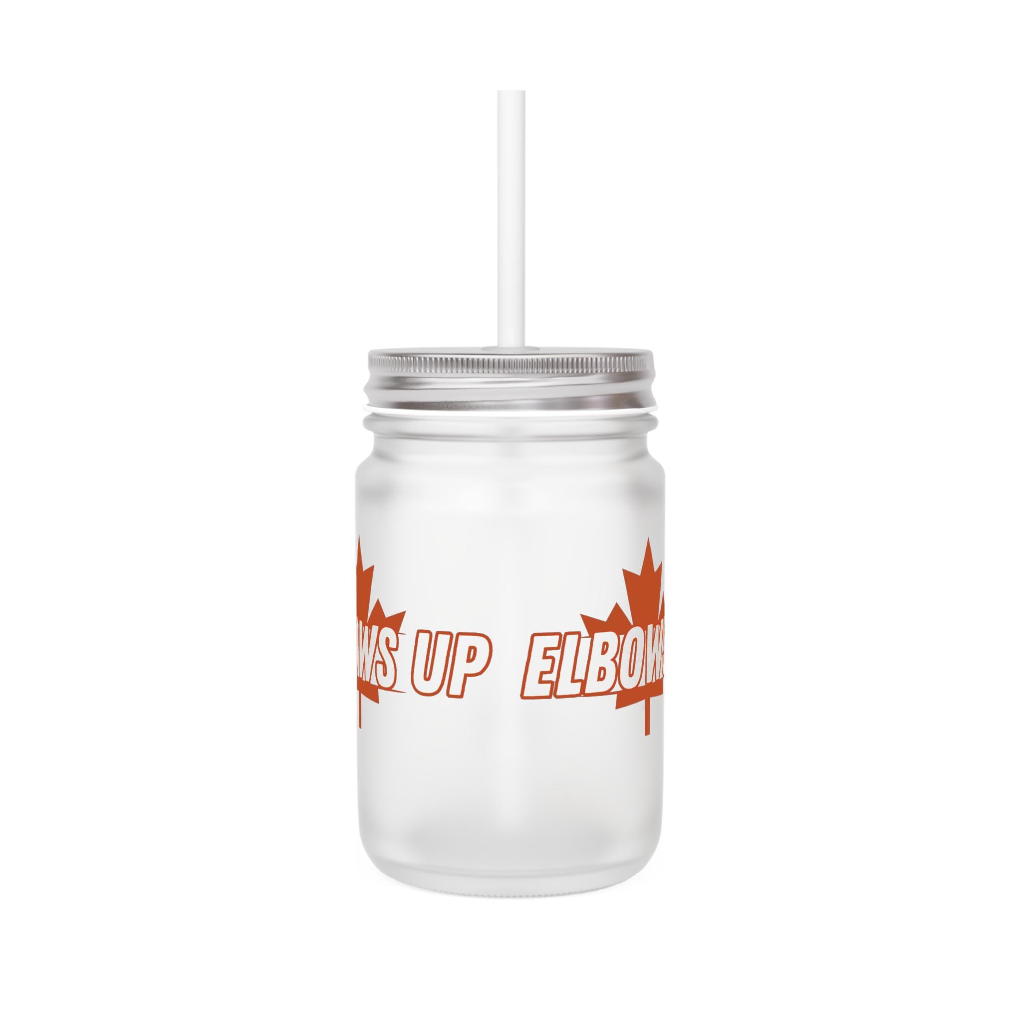 Elbows Up Mason Jar, Vintage Mason Jar Drinkware, Elbows Up Mug, Canadian Pride Drinkware, Perfect Gift for Hockey Dad, Fun Hockey Mom Cup