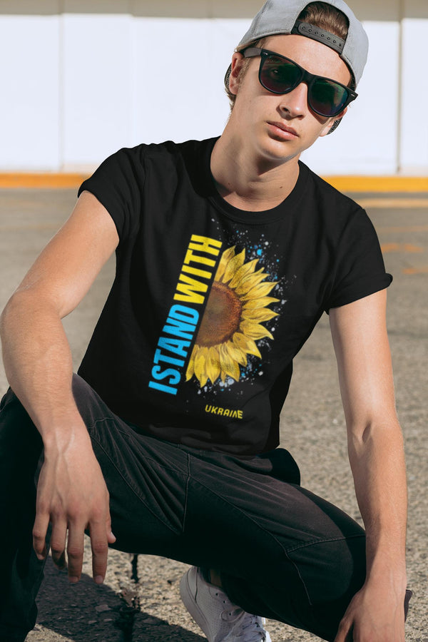 Stand With Ukraine Sunflower Tee, I Stand With Ukraine Shirt, Support Ukraine T-shirt, Anti War Apparel, Ukrainian Flag Tee
