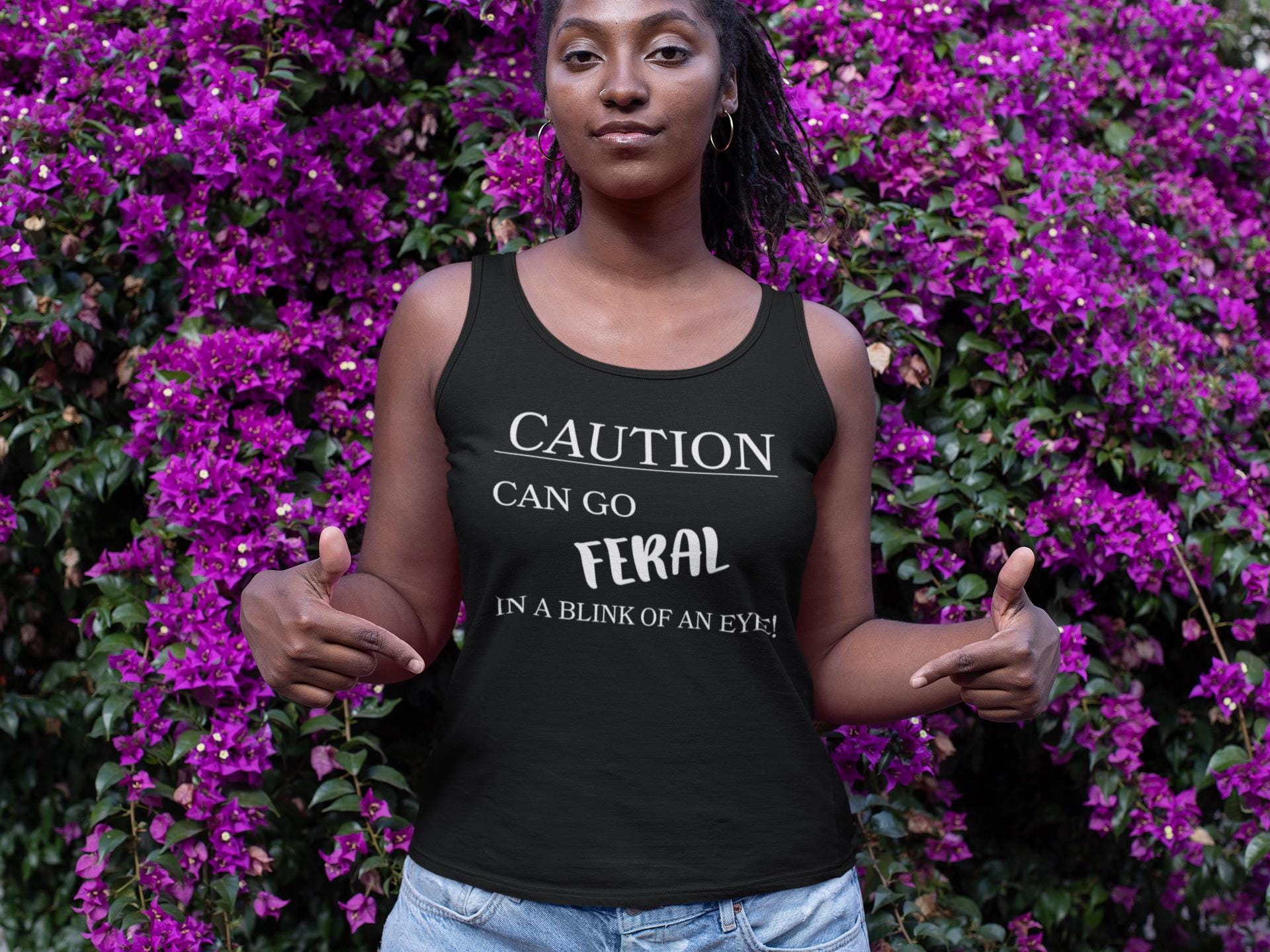 Feral Caution Tank Top for Wild Spirits, Group Party Tank Tops, Custom Bachelorette Tanks, Birthday Tops, Matching Group Tees