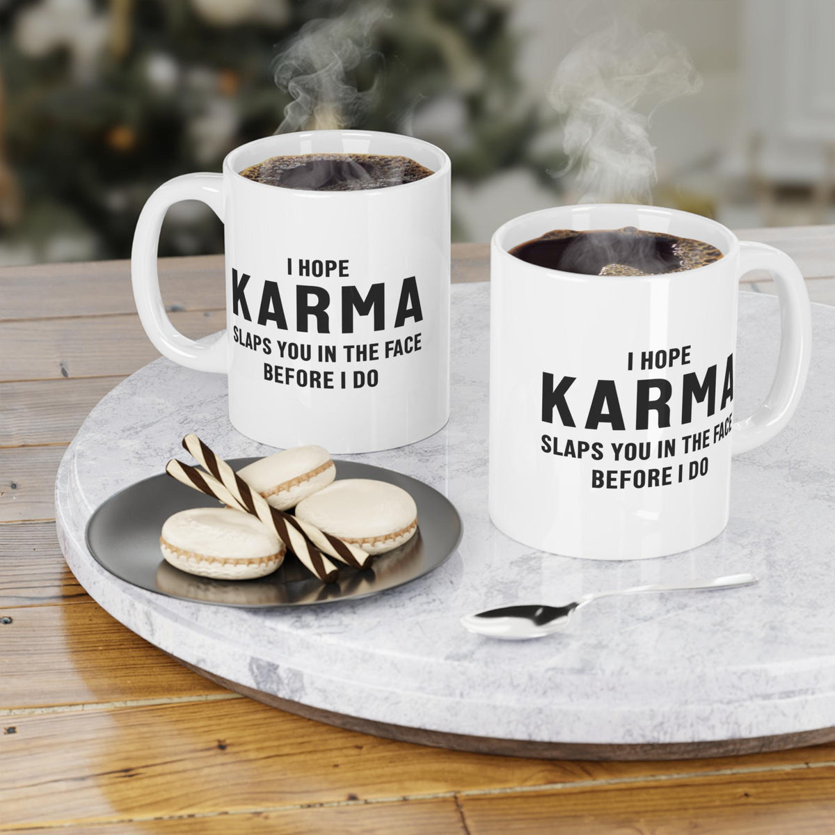 Karma Quote Ceramic Mug - Funny Gifts for Friends, Coffee Lover's Mug, Office Humor, Gift for Him/Her, Unique Inspirational Cup