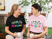 Caregiver Floral T-shirt, Gift for Caregivers, Unisex Tee, Garment-Dyed Shirt, Flower Lover Gift, Floral Print Top