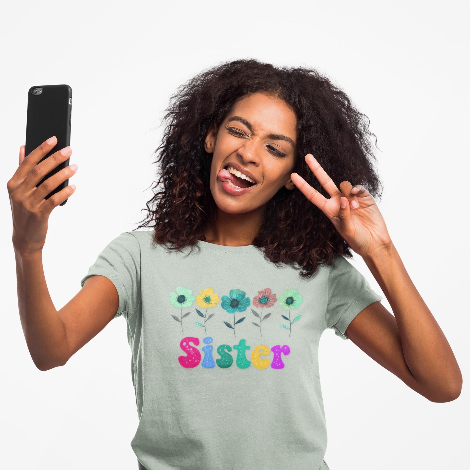 Sister Flower Graphic Tee, Floral Print Shirt, Unisex T-shirt, Vintage Style Top, Botanical Blossom Tee, Gift for Sister