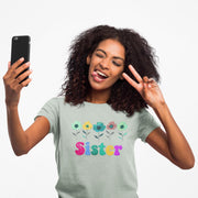 Sister Flower Graphic Tee, Floral Print Shirt, Unisex T-shirt, Vintage Style Top, Botanical Blossom Tee, Gift for Sister