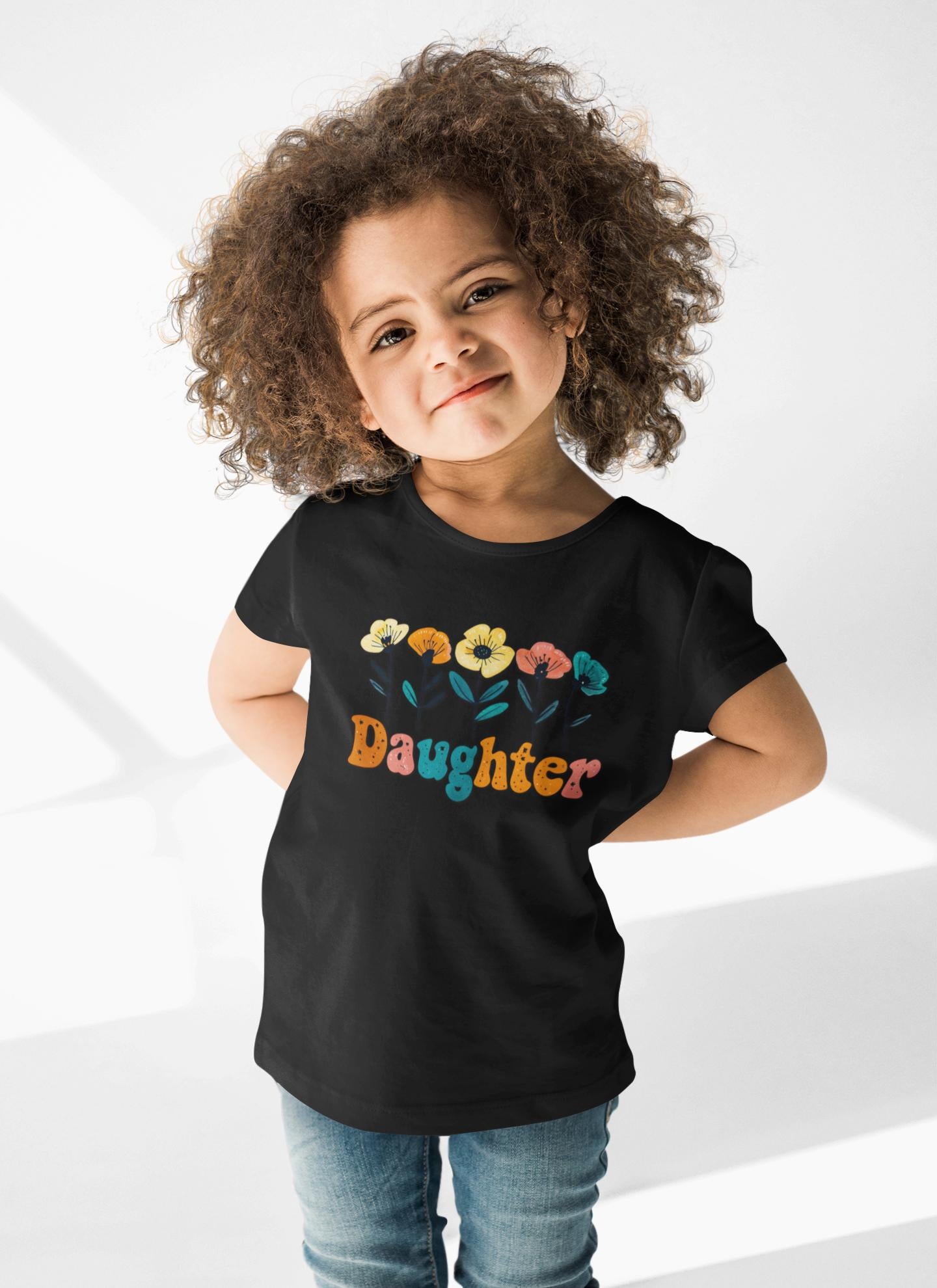 Whimsical Floral Daughter Tee for Kids, Daughter Shirt, Gift for Mom, Matching Mommy and Me Tee, Funny Family Shirt, Cute Daughter Outfit