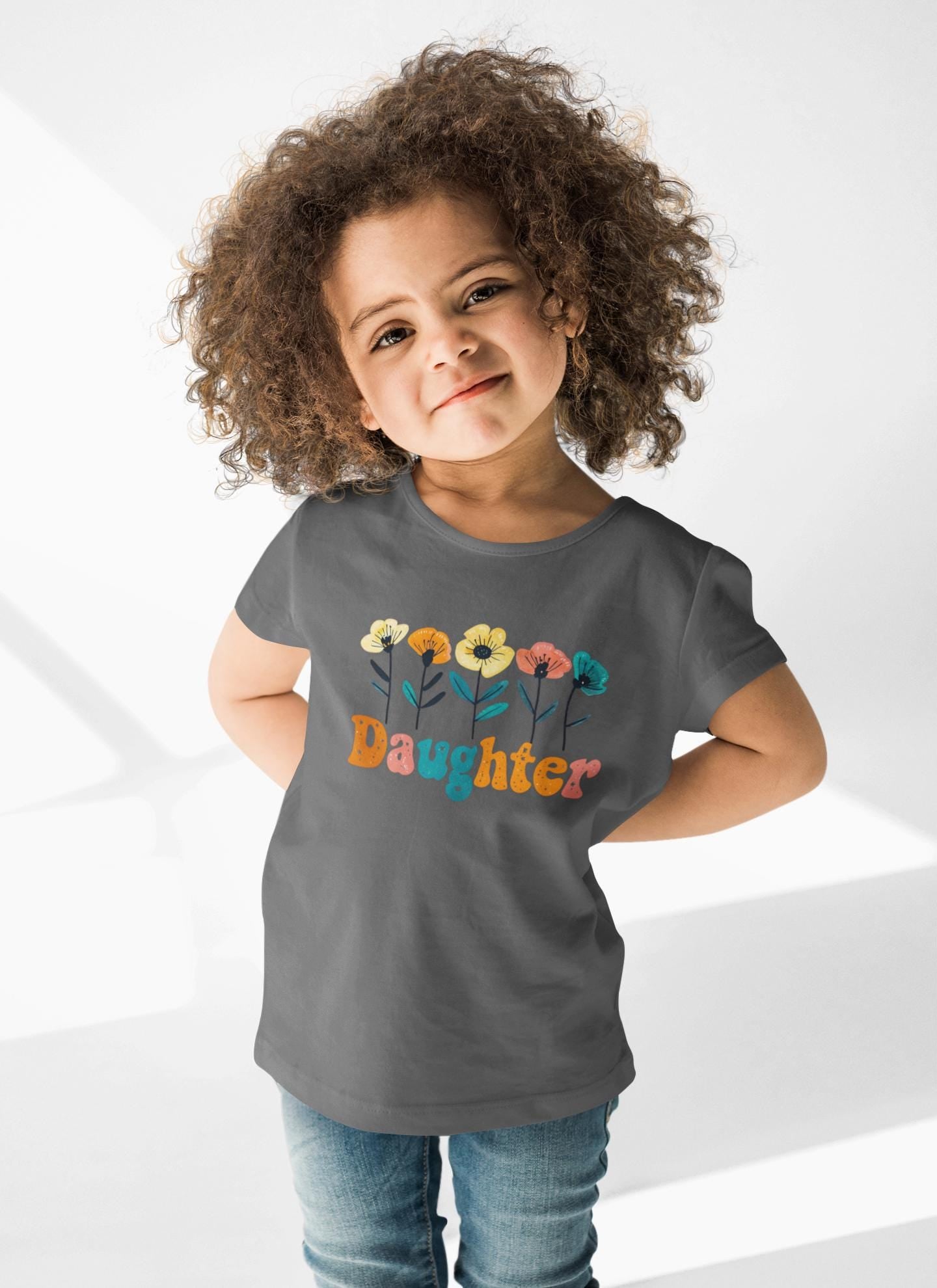 Whimsical Floral Daughter Tee for Kids, Daughter Shirt, Gift for Mom, Matching Mommy and Me Tee, Funny Family Shirt, Cute Daughter Outfit