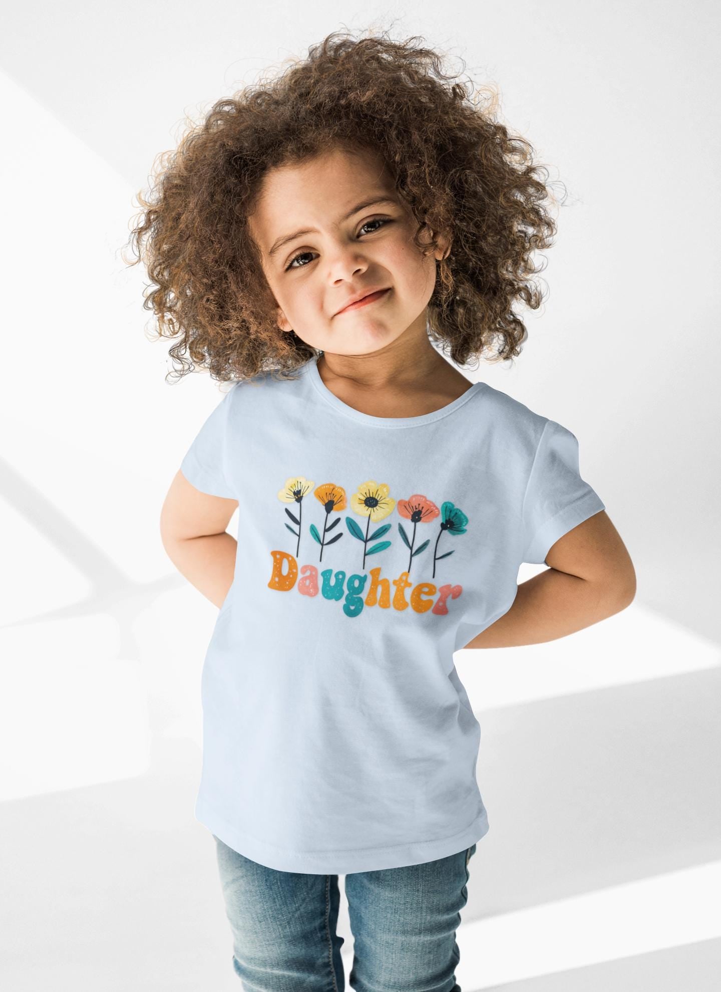 Whimsical Floral Daughter Tee for Kids, Daughter Shirt, Gift for Mom, Matching Mommy and Me Tee, Funny Family Shirt, Cute Daughter Outfit