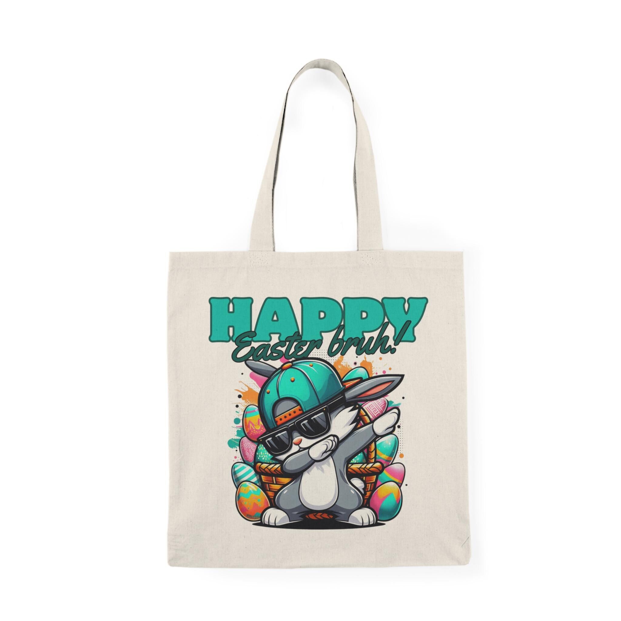 Happy Easter Bunny Tote Bag, Happy Easter Tote Bag, Custom Bunny Tote, Spring Egg Hunt Bag, Cute Holiday Bag, Cute Rabbit Easter Decor