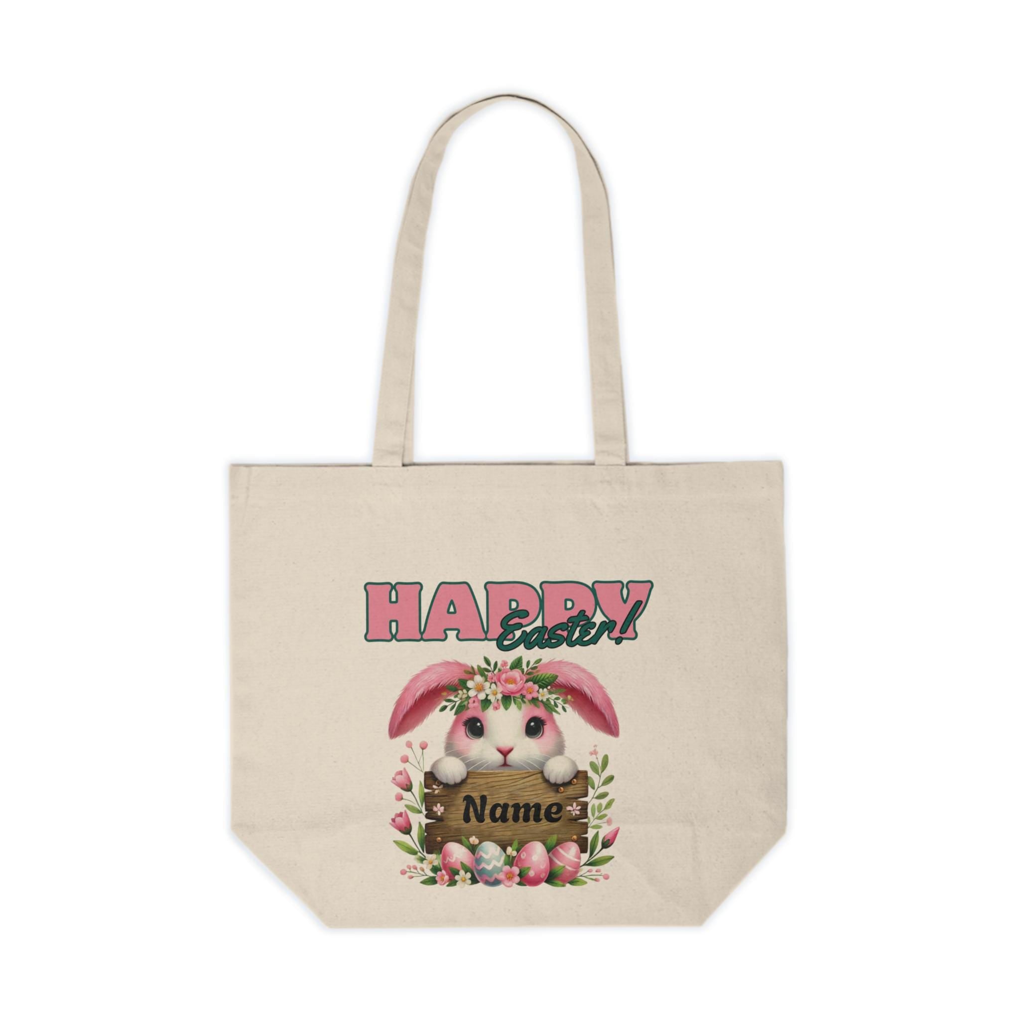 Easter Bunny Tote Bag - Happy Easter Tote Bag, Custom Egg Hunt Bag, Spring Tote, Cute Easter Accessory