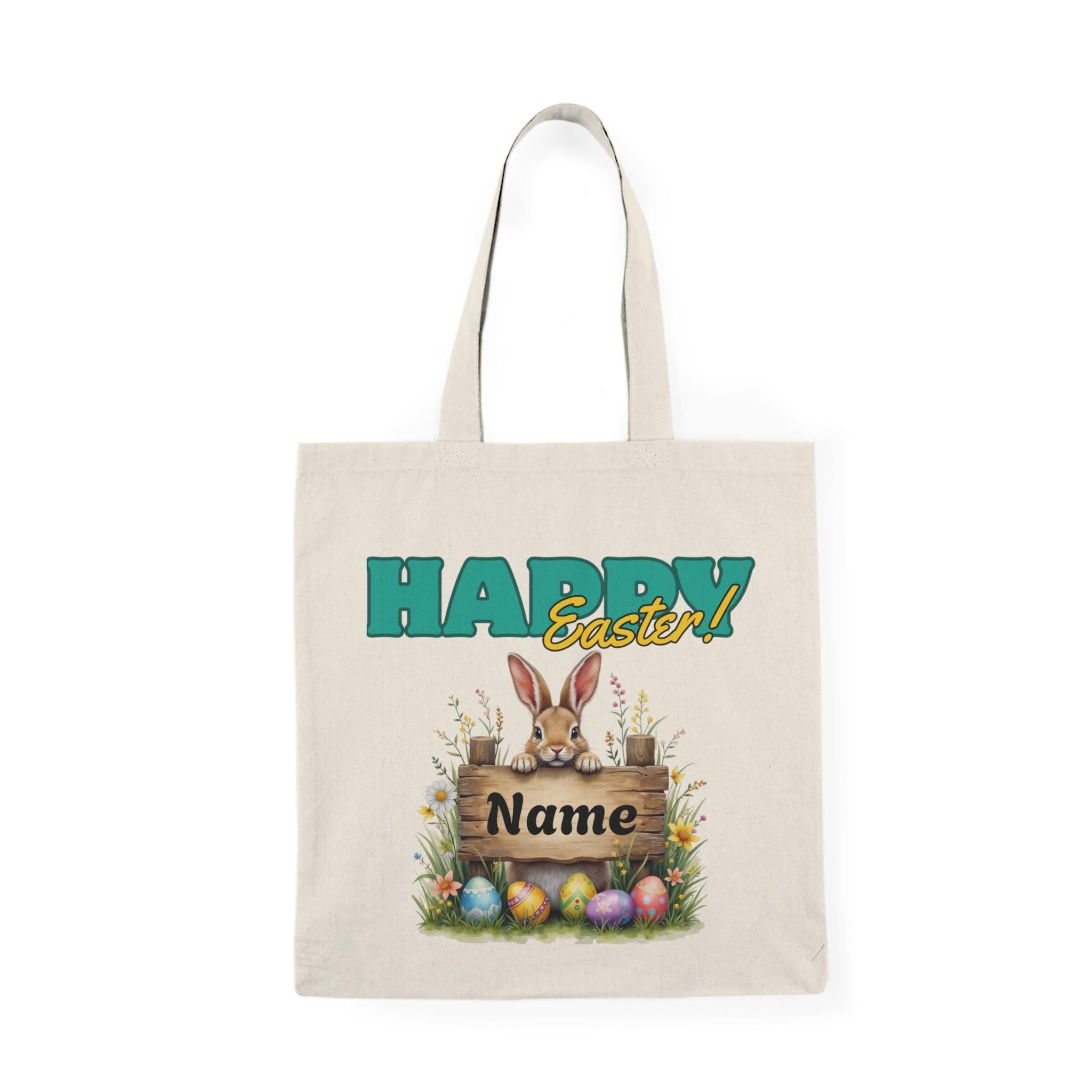 Personalized Easter Tote Bag, Eco-Friendly Shopping Bag, Custom Name Gift, Spring Celebration, Bunny Design, Reusable Grocery Tote