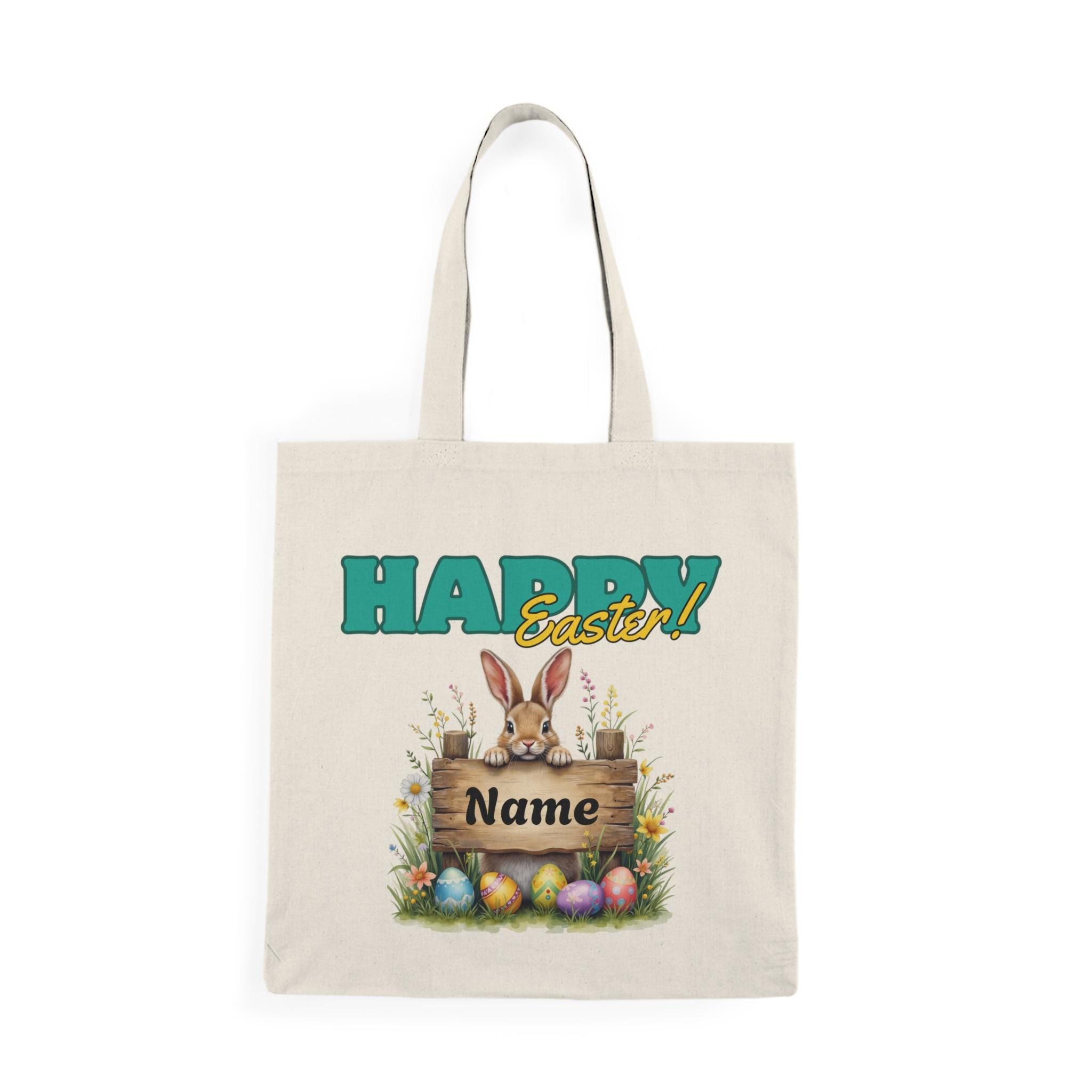 Personalized Easter Tote Bag, Eco-Friendly Shopping Bag, Custom Name Gift, Spring Celebration, Bunny Design, Reusable Grocery Tote