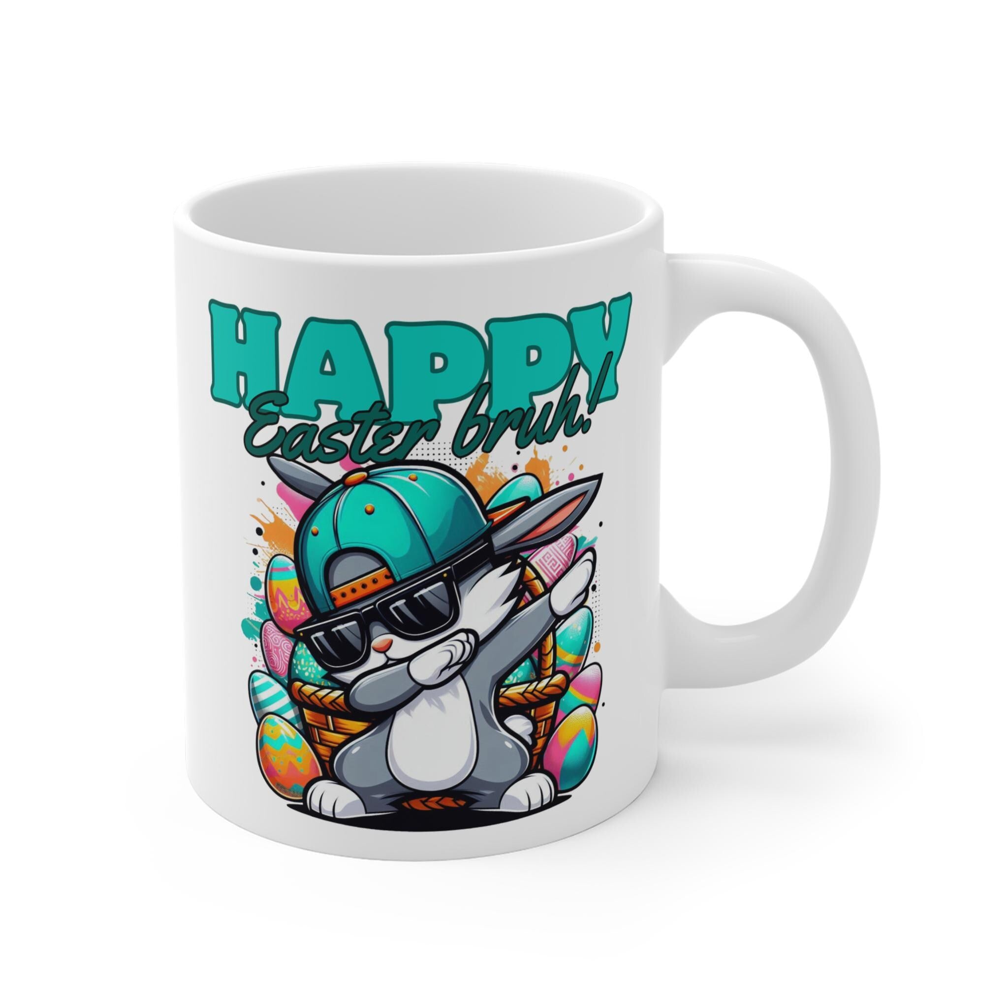 Easter Bunny Ceramic Mug | Cute Rabbit Coffee Cup | Spring Decor | Gift for Kids & Adults | Holiday Drinkware, Happy Easter