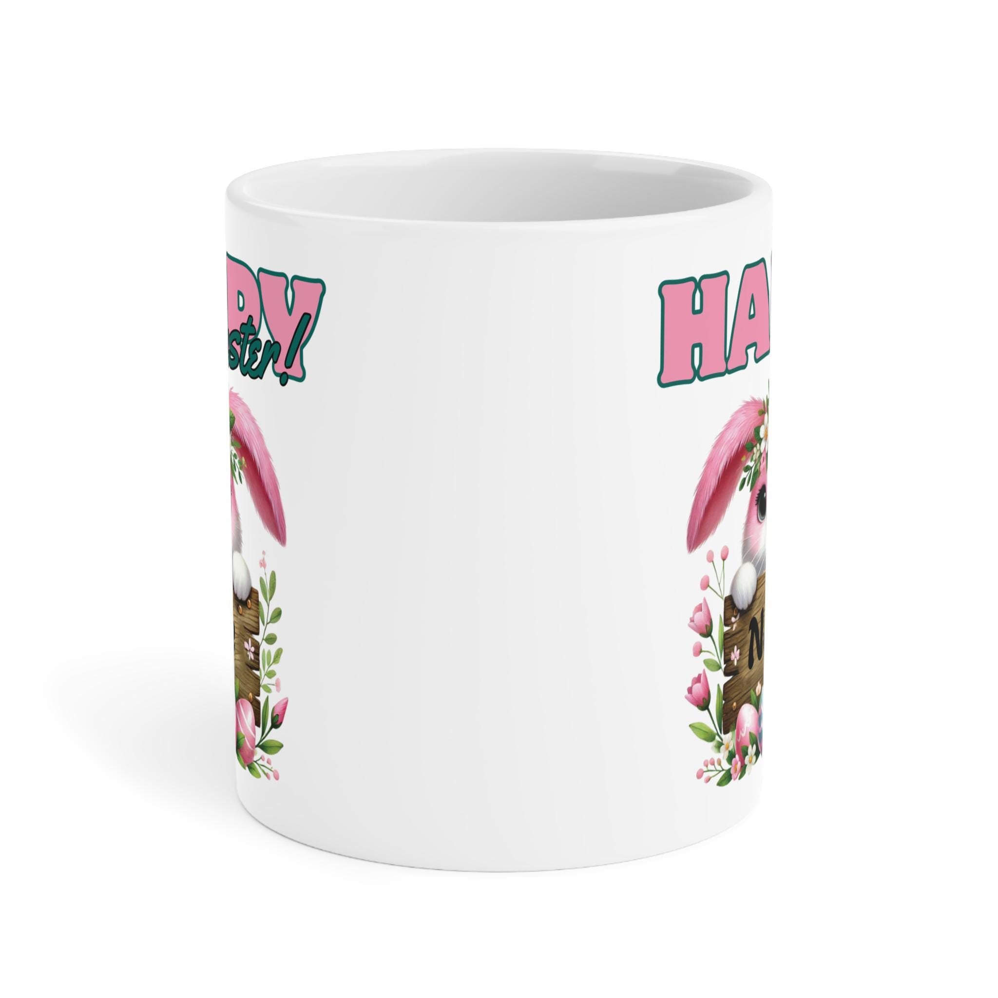 Happy Easter Ceramic Mug, Personalized Bunny Cup, Easter Gift For Kids, Spring Gift, Cute Easter Decoration, Custom Name Mug