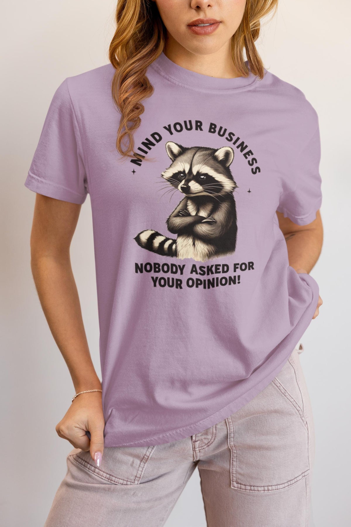 Mind Your Business Raccoon T-Shirt, Mind Your Business Shirt, Funny Sarcastic Tee, Sassy Humor T-Shirt, Trendy Graphic Design for Adults