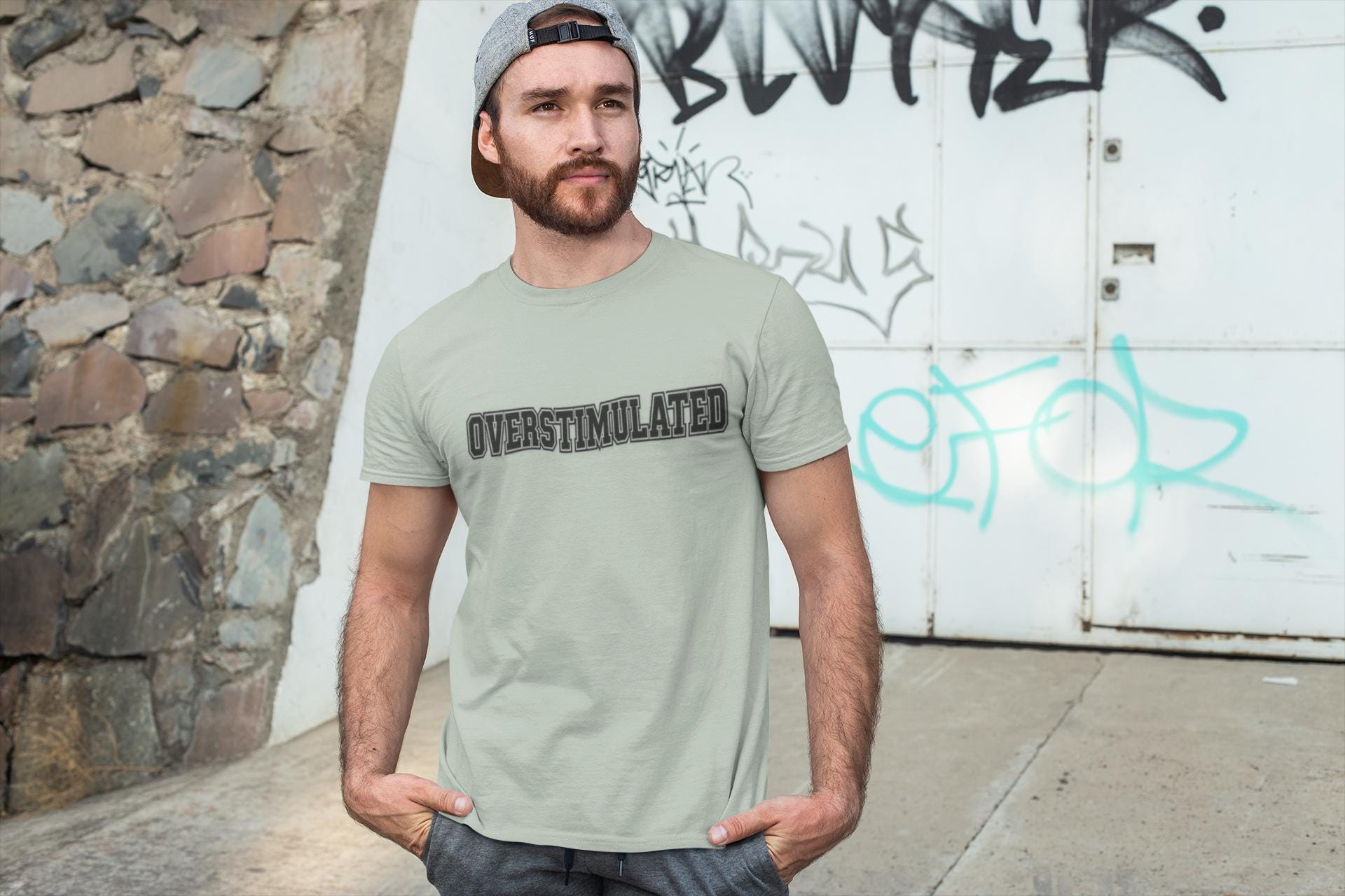 Unisex Garment-Dyed T-shirt - Overstimulated Shirt, Unhinged Gen Z Shirt, Mental Health Awareness T-Shirt, Trendy Gift