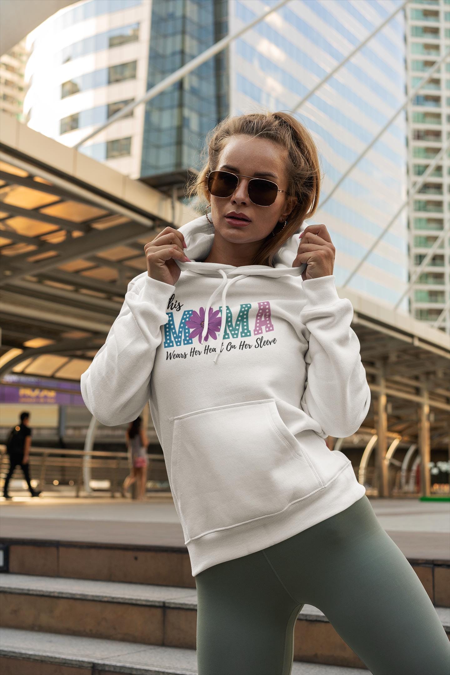 This Mama Wears the Heart on Her Sleeve Hoodie | Gift for Moms, Mother&#39;s Day Sweatshirt,  Personalized Gift for Mom, Custom Names on Sleeve