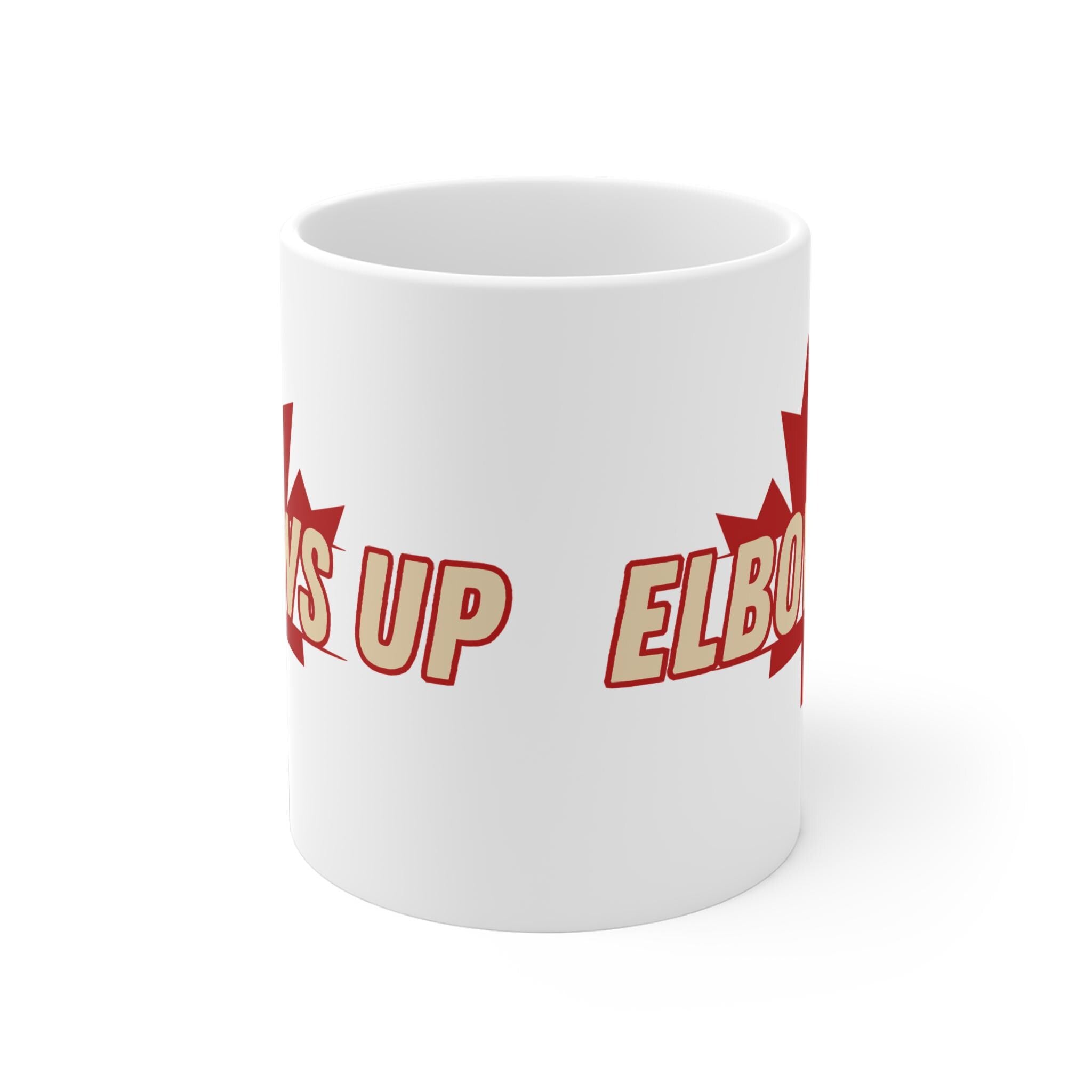 Elbows Up Mug, Canada Pride Cup, Gift for Hockey Dad, Unique Hockey Mom Mug, Fun Drinkware