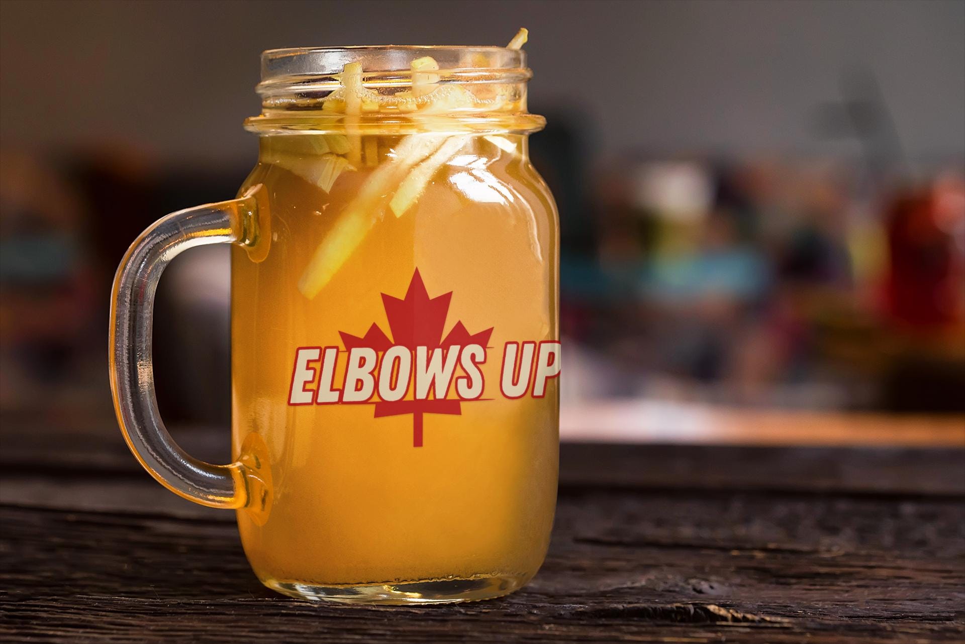 Elbows Up Mason Jar, Vintage Mason Jar Drinkware, Elbows Up Mug, Canadian Pride Drinkware, Perfect Gift for Hockey Dad, Fun Hockey Mom Cup