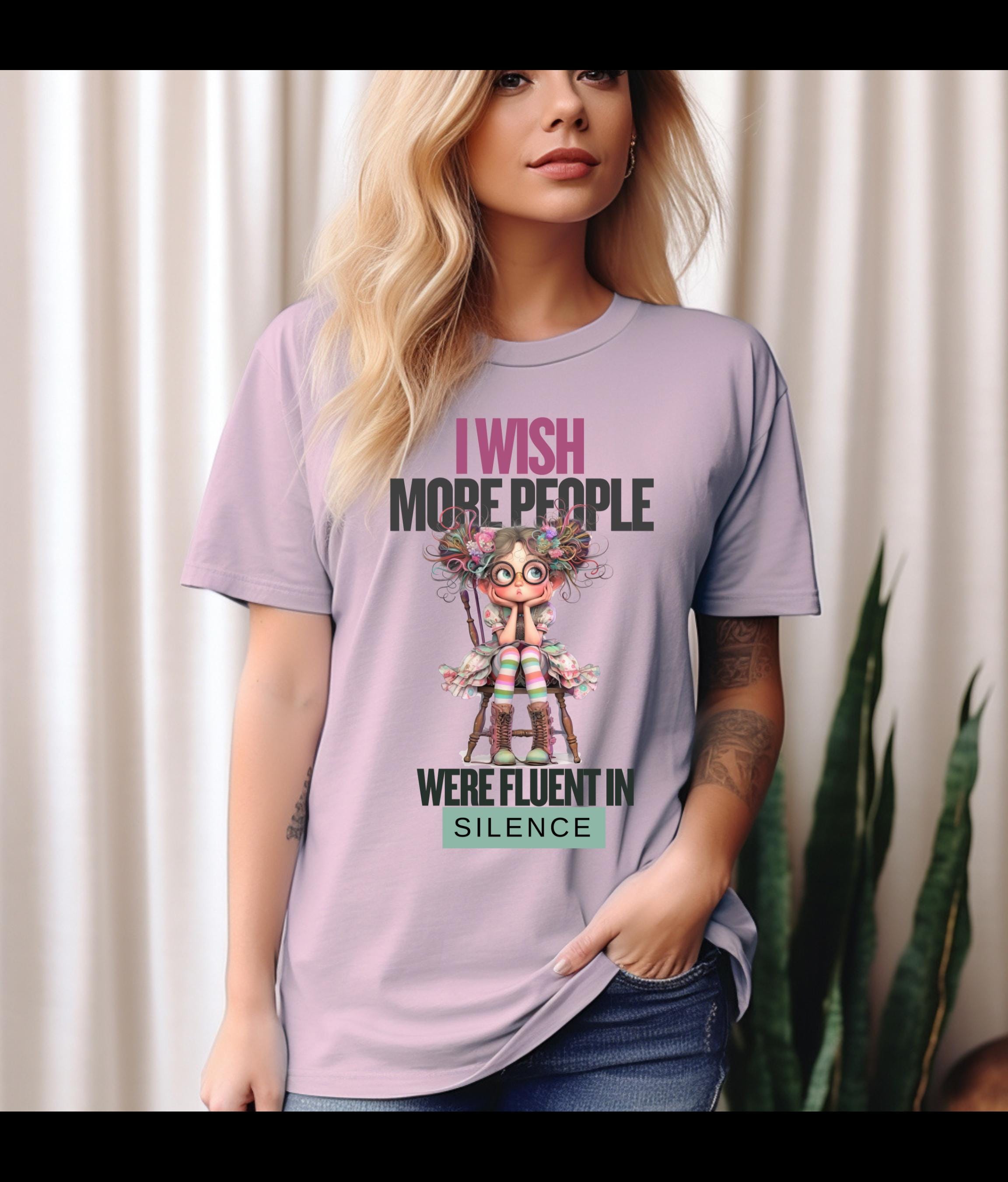 Fluent in Silence T-shirt, Funny Introvert Casual Tee, Unique Design for Everyday Wear, Great Sarcastic Gift Idea