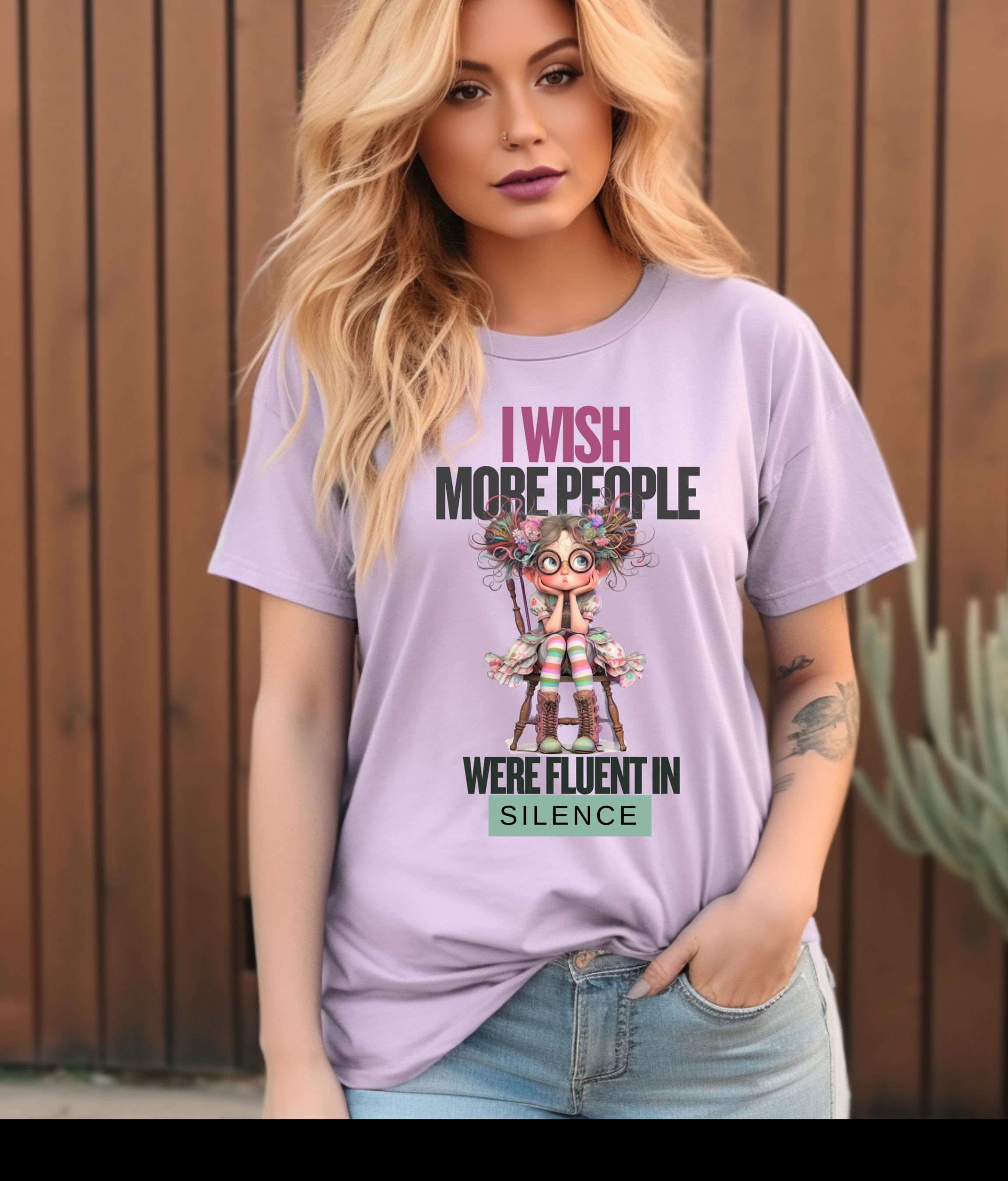 Fluent in Silence T-shirt, Funny Introvert Casual Tee, Unique Design for Everyday Wear, Great Sarcastic Gift Idea