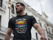 Living Life Sunset T-shirt, Vacation Wear, Beach Lover Gift, Sunset Chaser Tee, Unisex Apparel, Relaxed Style