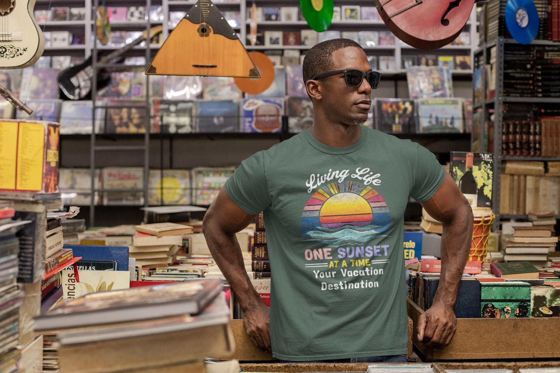 Living Life Sunset T-shirt, Vacation Wear, Beach Lover Gift, Sunset Chaser Tee, Unisex Apparel, Relaxed Style