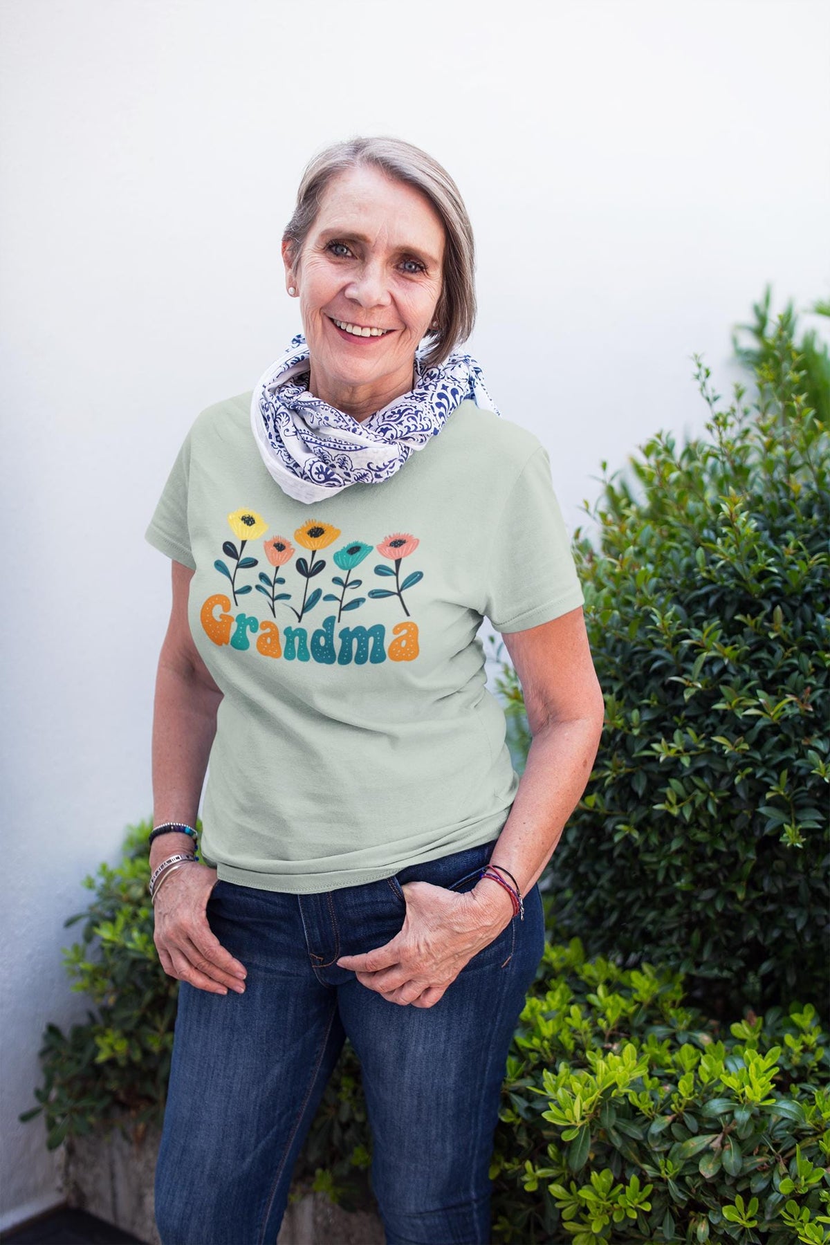 Grandma Floral T-shirt, Gift for Grandma, Mother's Day Shirt, Casual Tee, Unisex Floral T-shirt, Grandma Gift Idea