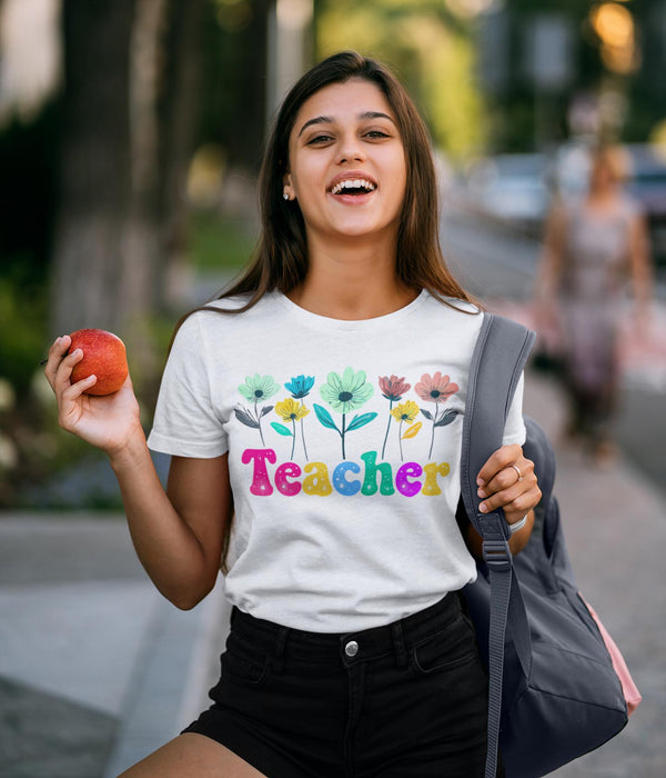 Cute Flower Teacher Shirt, Inspirational T-Shirt for Educators, Thoughtful Gift for Teachers, Teacher Appreciation