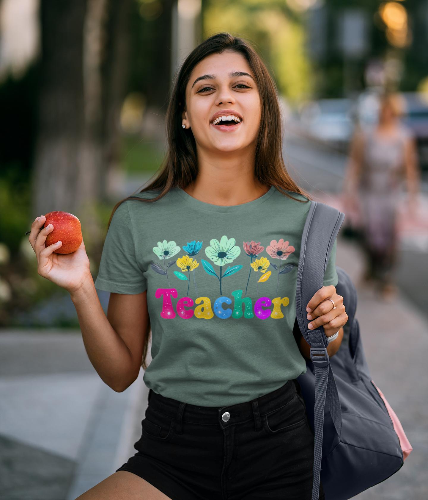 Cute Flower Teacher Shirt, Inspirational T-Shirt for Educators, Thoughtful Gift for Teachers, Teacher Appreciation