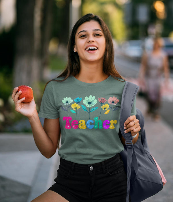Cute Flower Teacher Shirt, Inspirational T-Shirt for Educators, Thoughtful Gift for Teachers, Teacher Appreciation