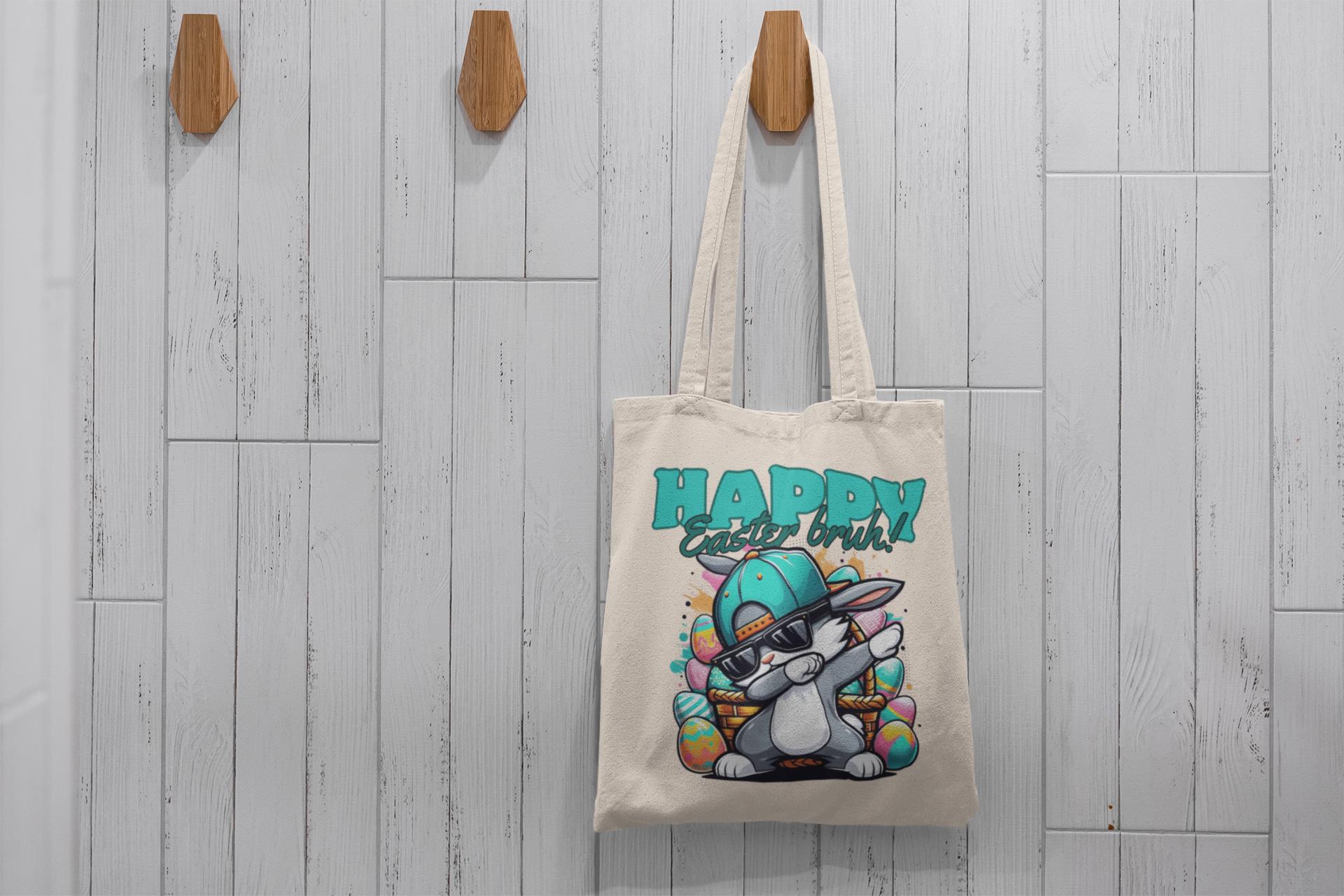 Happy Easter Bunny Tote Bag, Happy Easter Tote Bag, Custom Bunny Tote, Spring Egg Hunt Bag, Cute Holiday Bag, Cute Rabbit Easter Decor