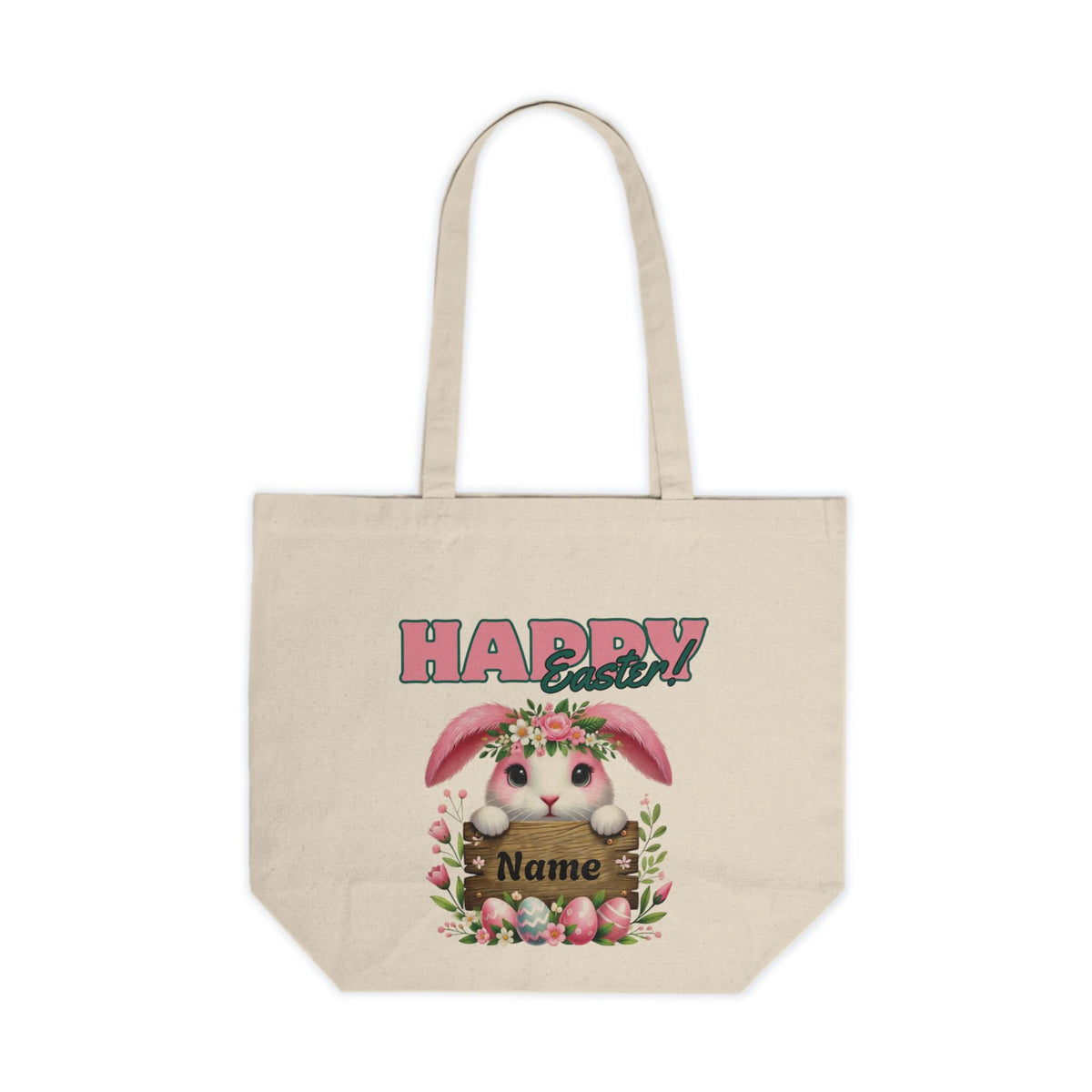 Easter Bunny Cotton Tote Bag: Custom Egg Hunt Accessory