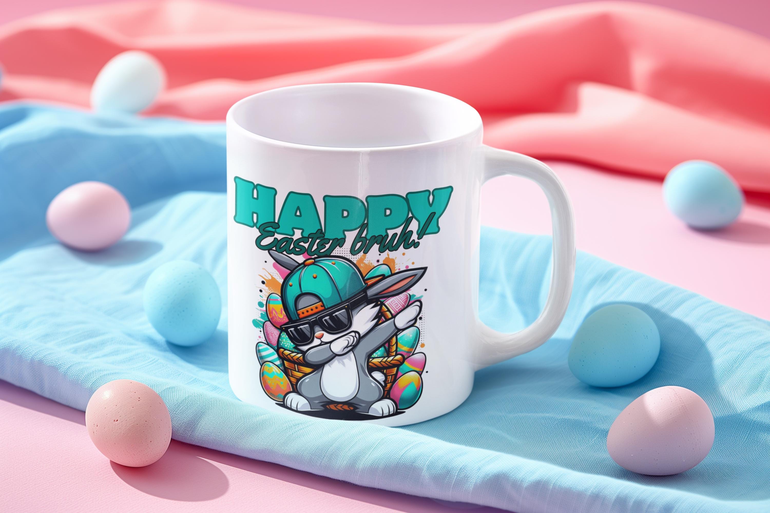 Easter Bunny Ceramic Mug | Cute Rabbit Coffee Cup | Spring Decor | Gift for Kids & Adults | Holiday Drinkware, Happy Easter