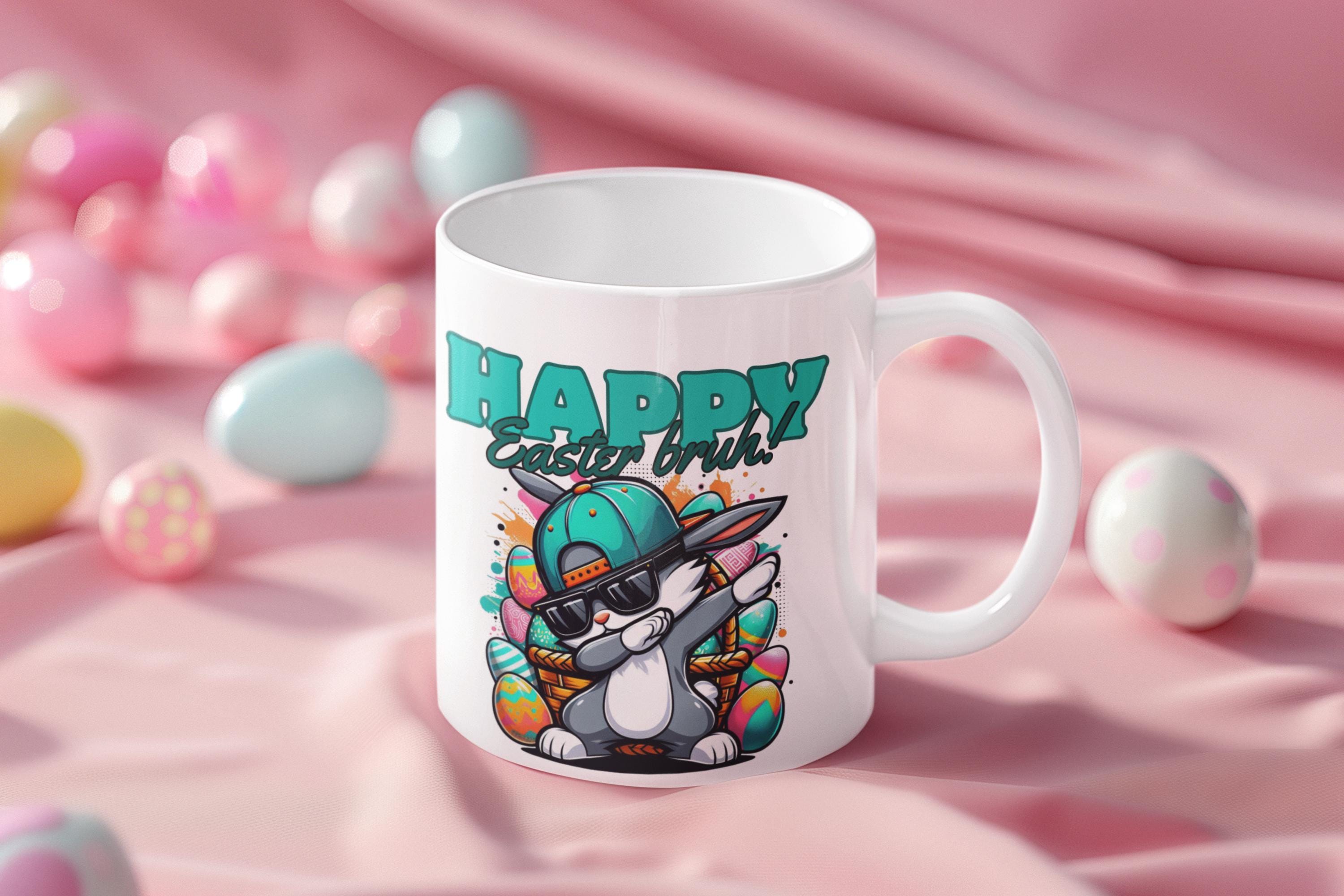 Easter Bunny Ceramic Mug | Cute Rabbit Coffee Cup | Spring Decor | Gift for Kids & Adults | Holiday Drinkware, Happy Easter