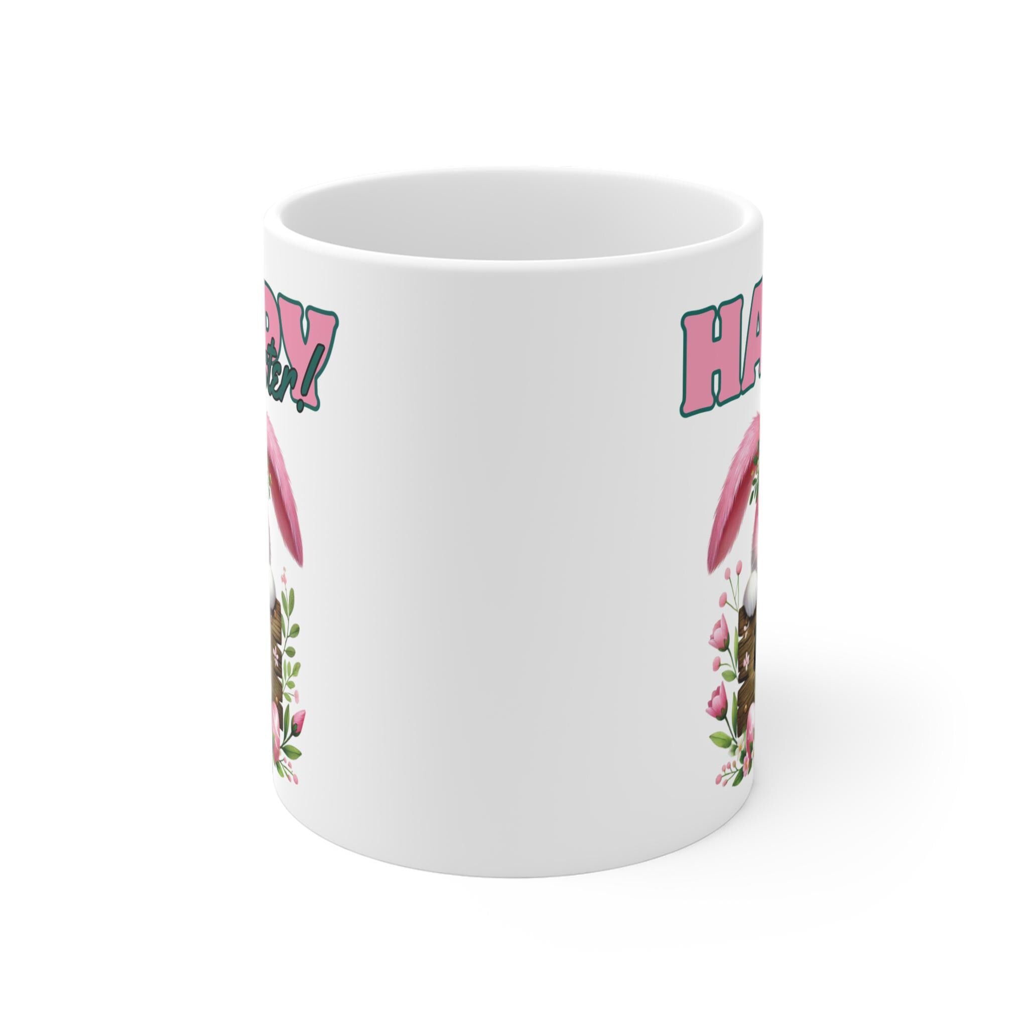 Happy Easter Ceramic Mug, Personalized Bunny Cup, Easter Gift For Kids, Spring Gift, Cute Easter Decoration, Custom Name Mug