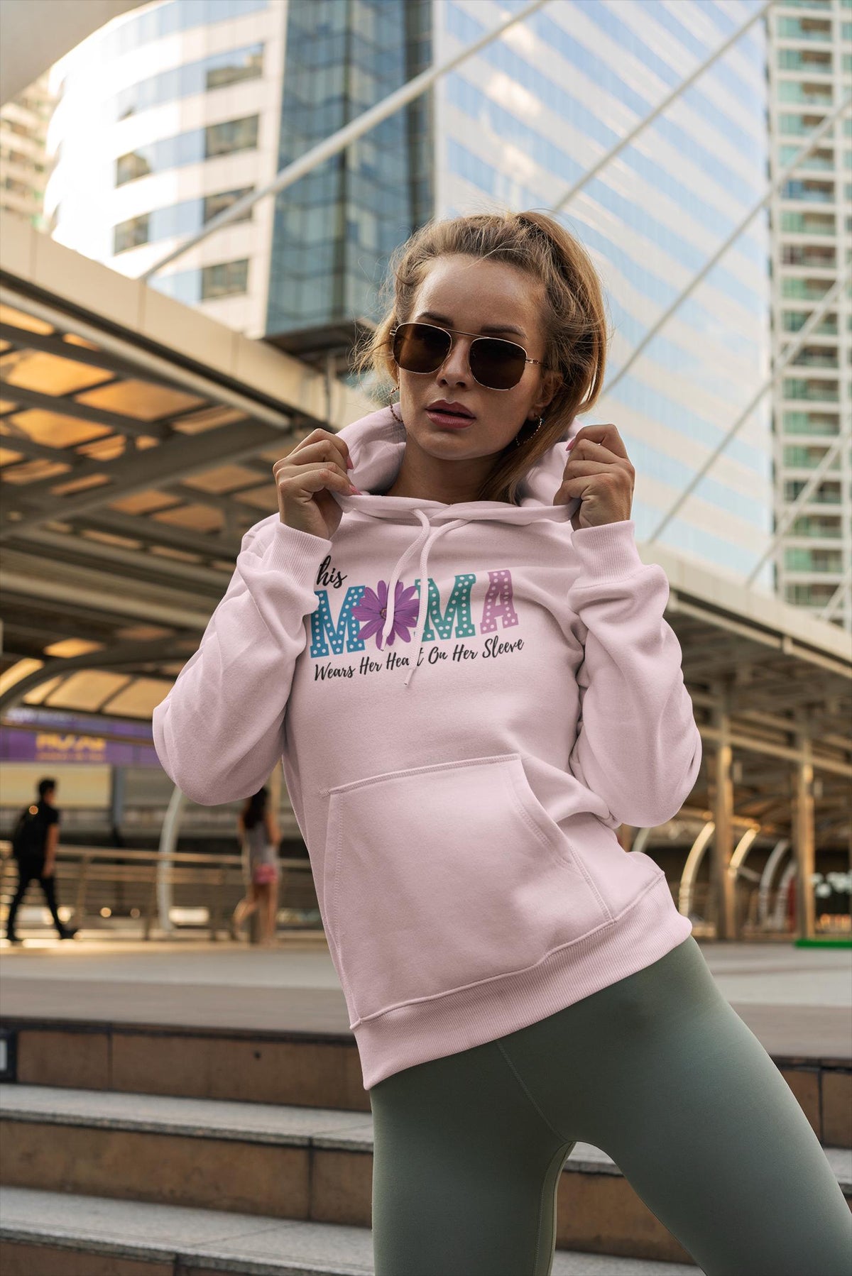 This Mama Wears the Heart on Her Sleeve Hoodie | Gift for Moms, Mother's Day Sweatshirt,  Personalized Gift for Mom, Custom Names on Sleeve