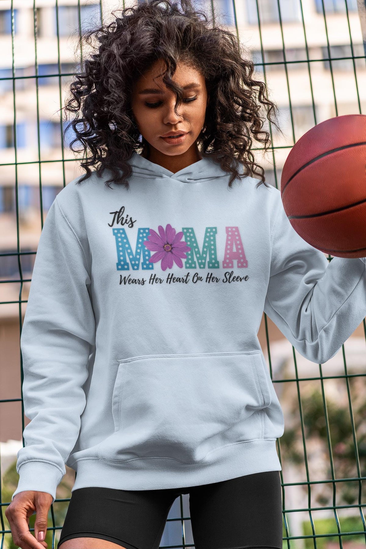 This Mama Wears the Heart on Her Sleeve Hoodie | Gift for Moms, Mother's Day Sweatshirt,  Personalized Gift for Mom, Custom Names on Sleeve
