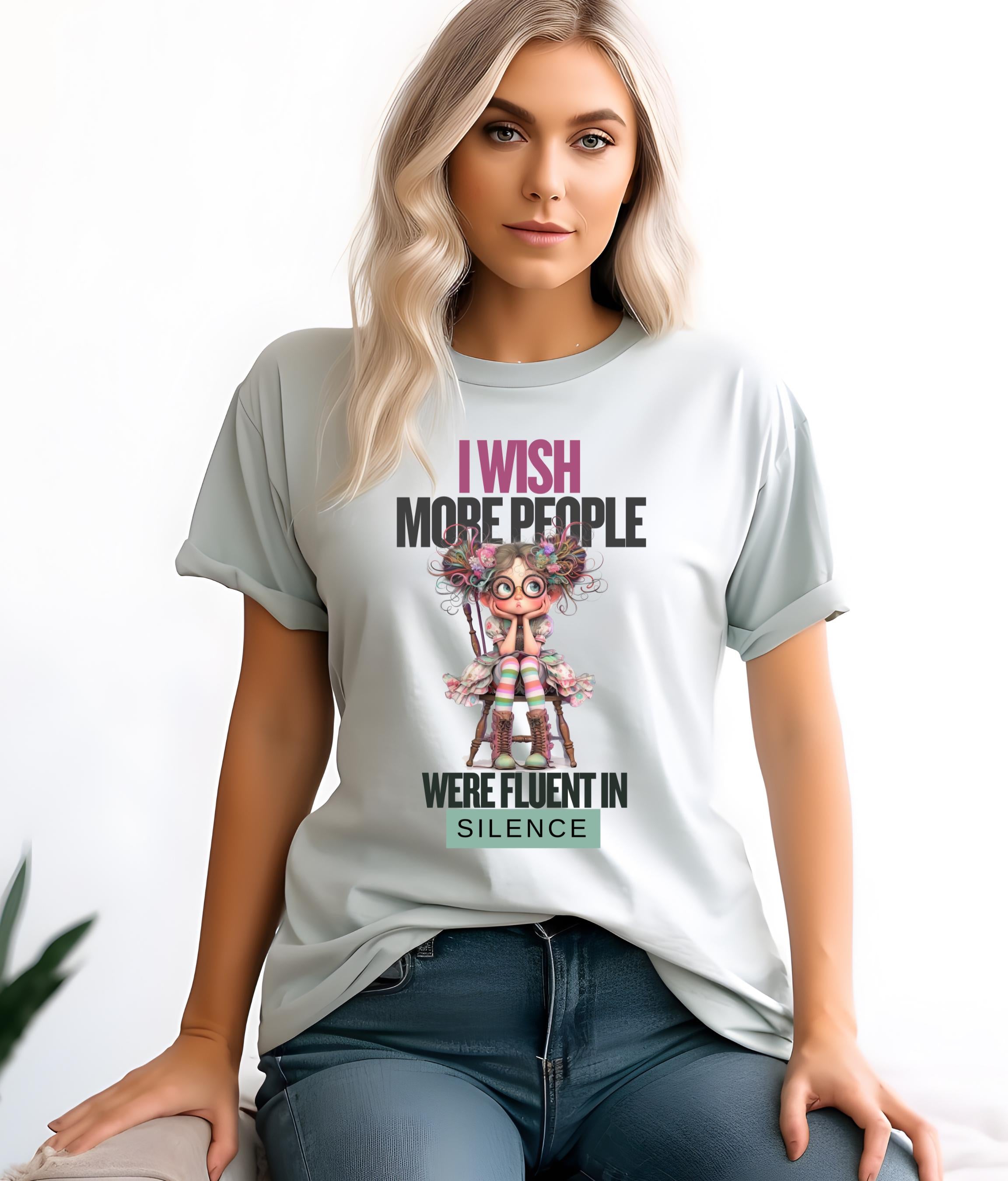 Fluent in Silence T-shirt, Funny Introvert Casual Tee, Unique Design for Everyday Wear, Great Sarcastic Gift Idea