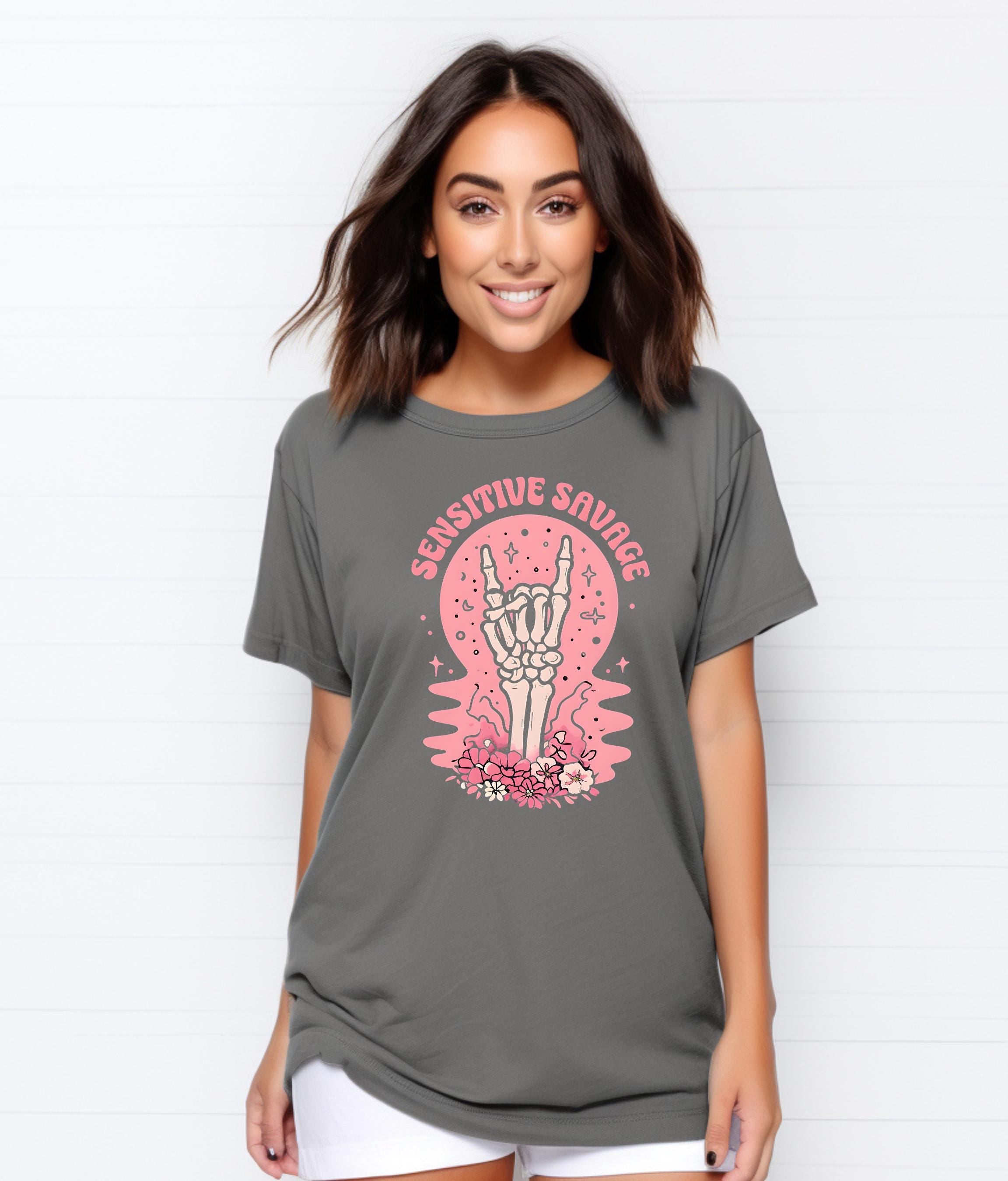 Sensitive Savage T-shirt, Trendy Graphic Tee, Perfect Gift for Casual Wear Lovers, Goth Style, Edgy Fashion, Gift for Friends