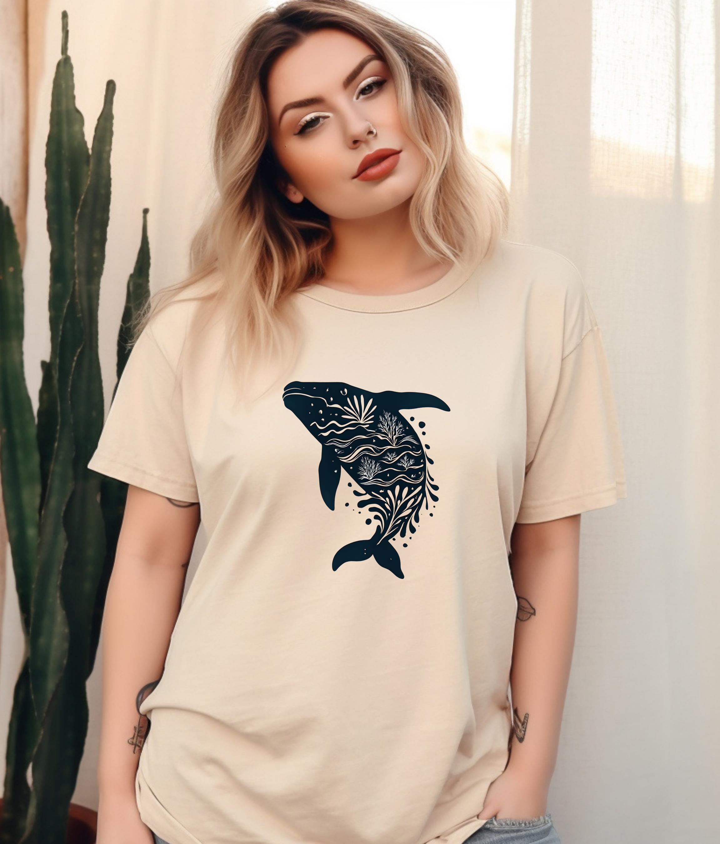 Whale Boho Shirt, Cute Ocean Graphic Tee, Trendy Whale T-Shirt, Vintage Marine Biology Apparel, Gift Idea