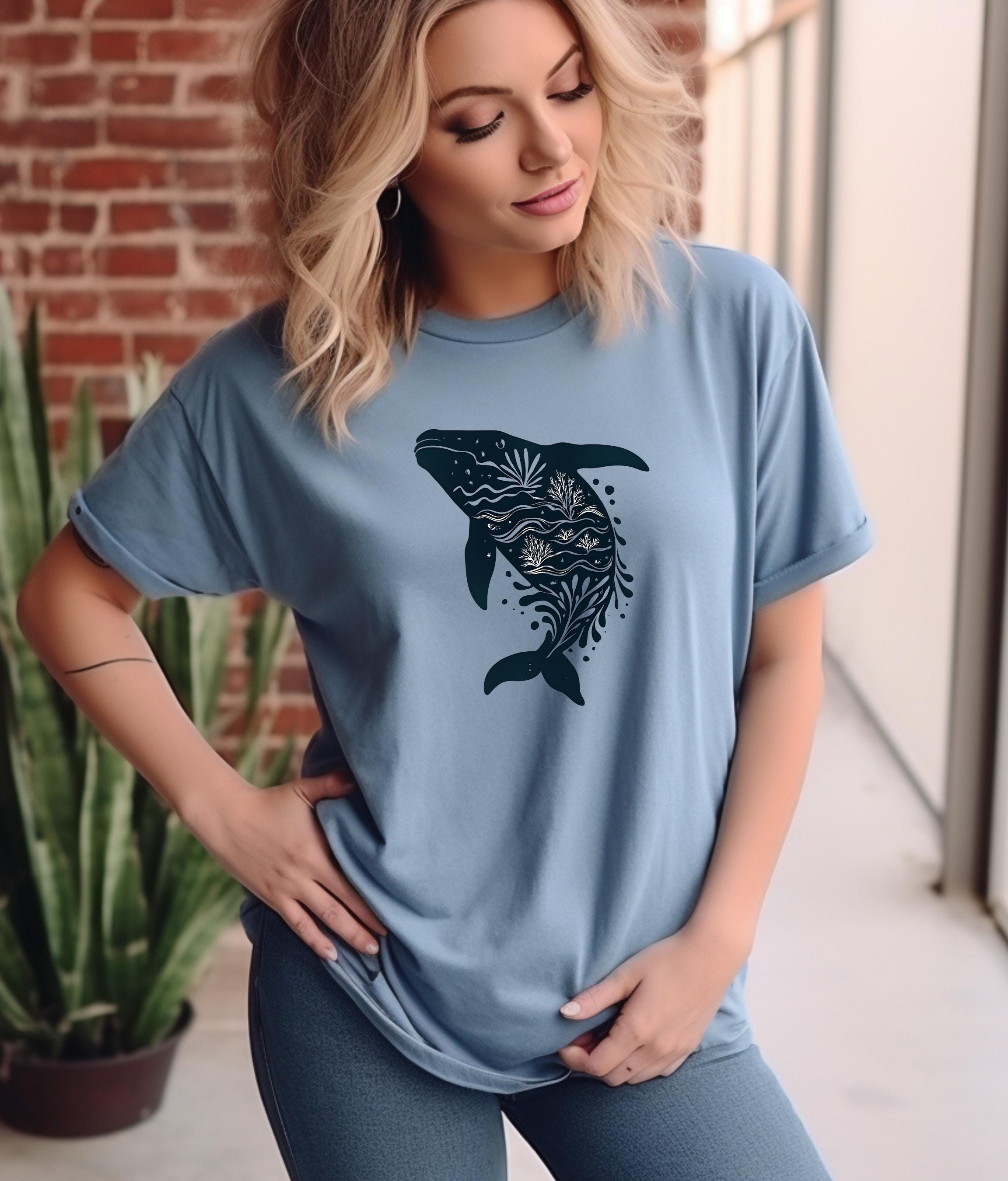 Whale Boho Shirt, Cute Ocean Graphic Tee, Trendy Whale T-Shirt, Vintage Marine Biology Apparel, Gift Idea