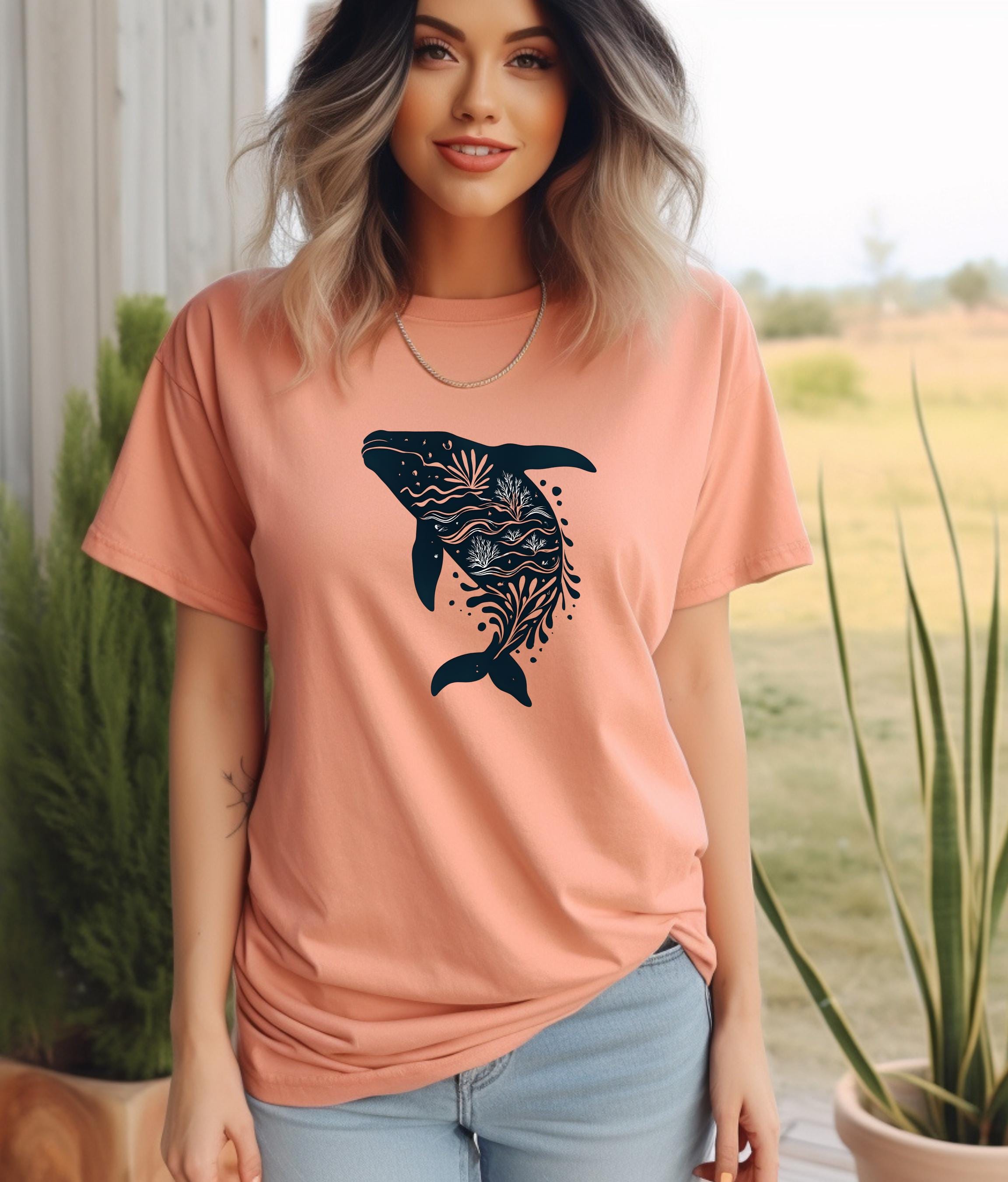 Whale Boho Shirt, Cute Ocean Graphic Tee, Trendy Whale T-Shirt, Vintage Marine Biology Apparel, Gift Idea