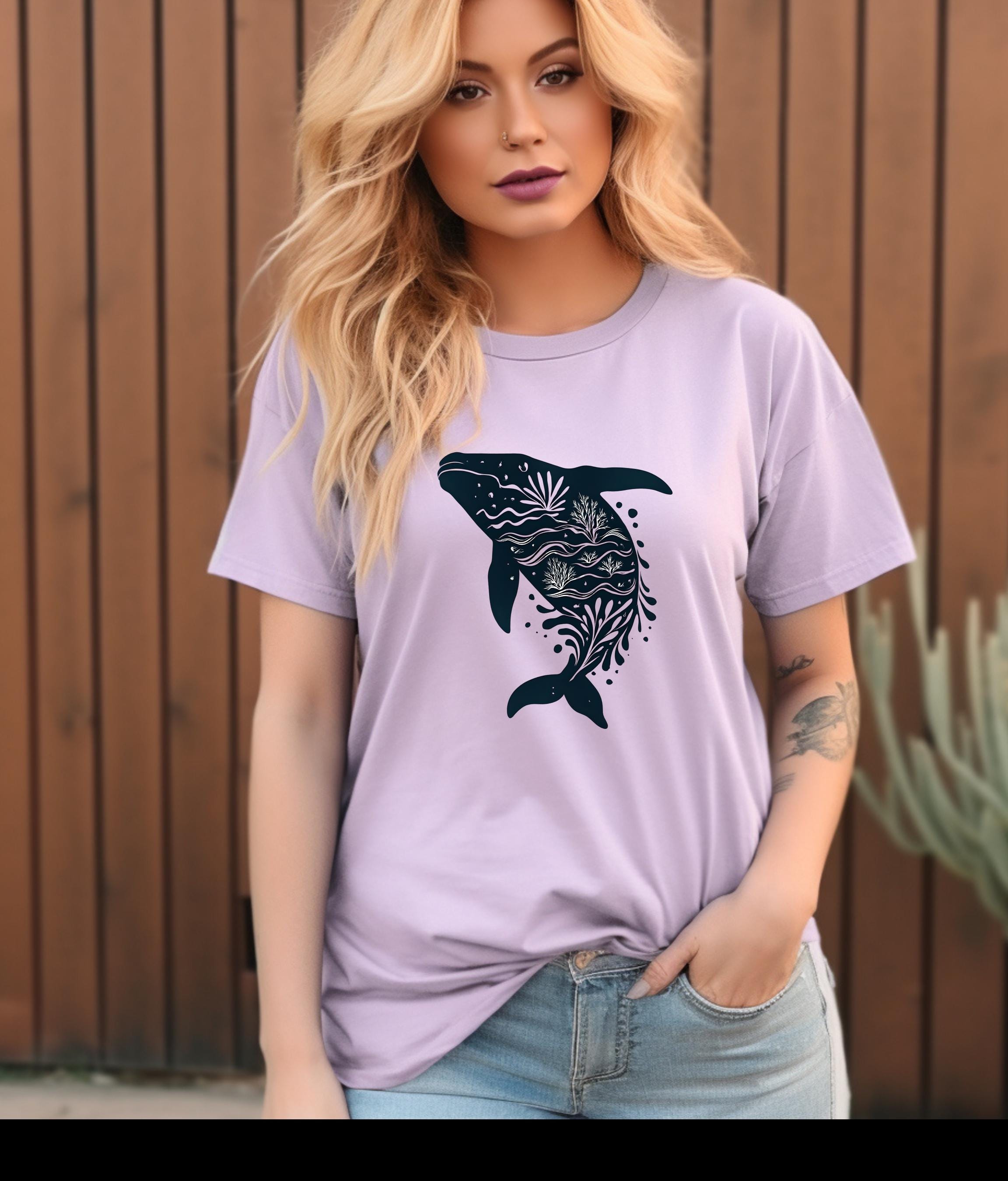 Whale Boho Shirt, Cute Ocean Graphic Tee, Trendy Whale T-Shirt, Vintage Marine Biology Apparel, Gift Idea