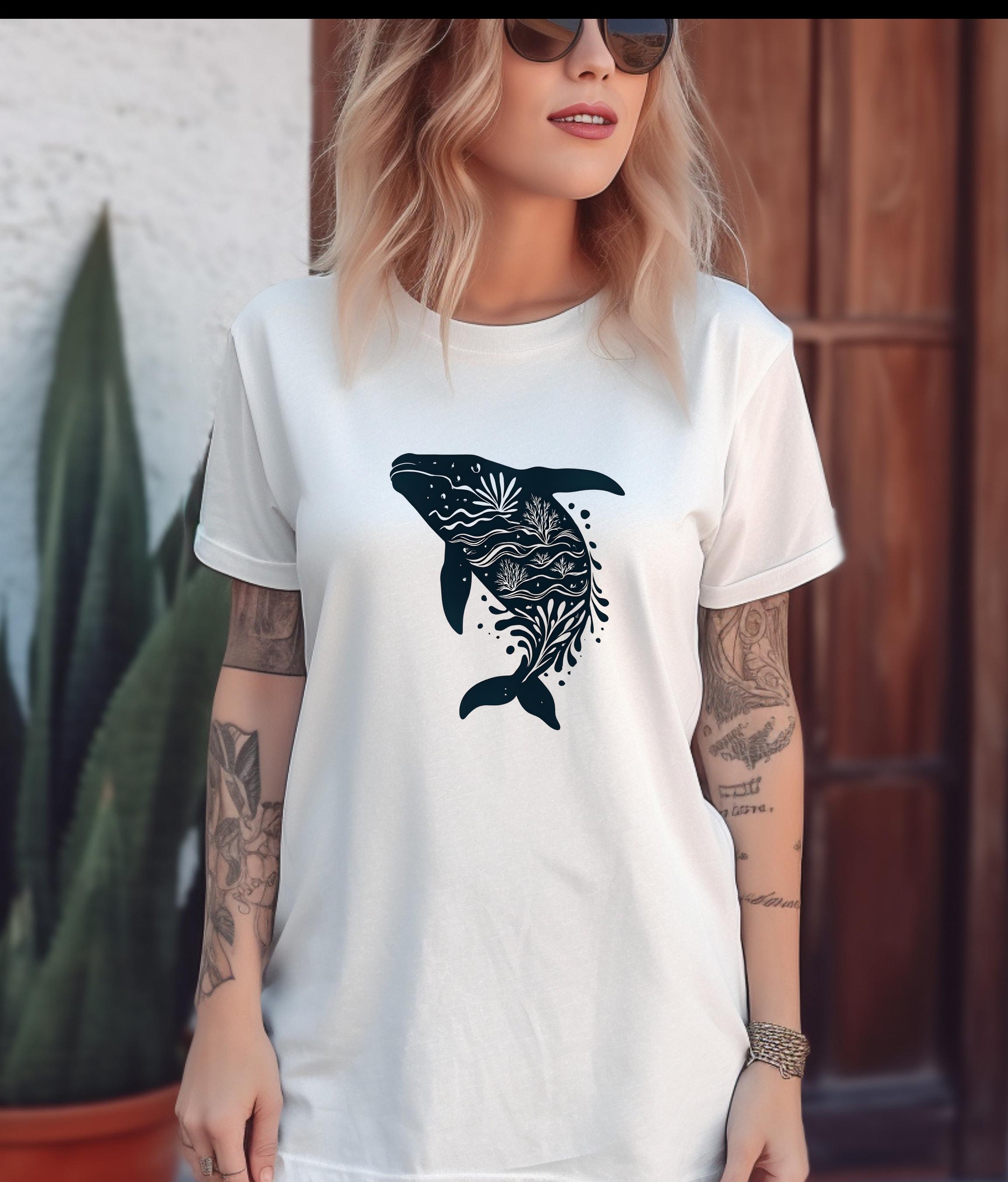 Whale Boho Shirt, Cute Ocean Graphic Tee, Trendy Whale T-Shirt, Vintage Marine Biology Apparel, Gift Idea