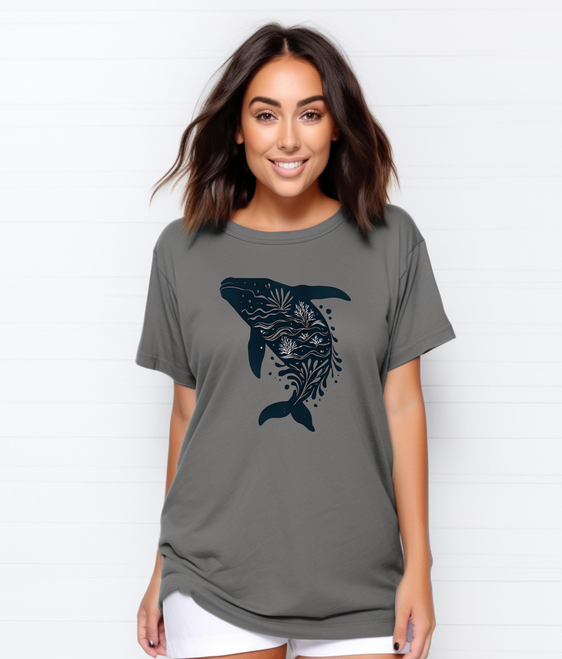Whale Boho Shirt, Cute Ocean Graphic Tee, Trendy Whale T-Shirt, Vintage Marine Biology Apparel, Gift Idea