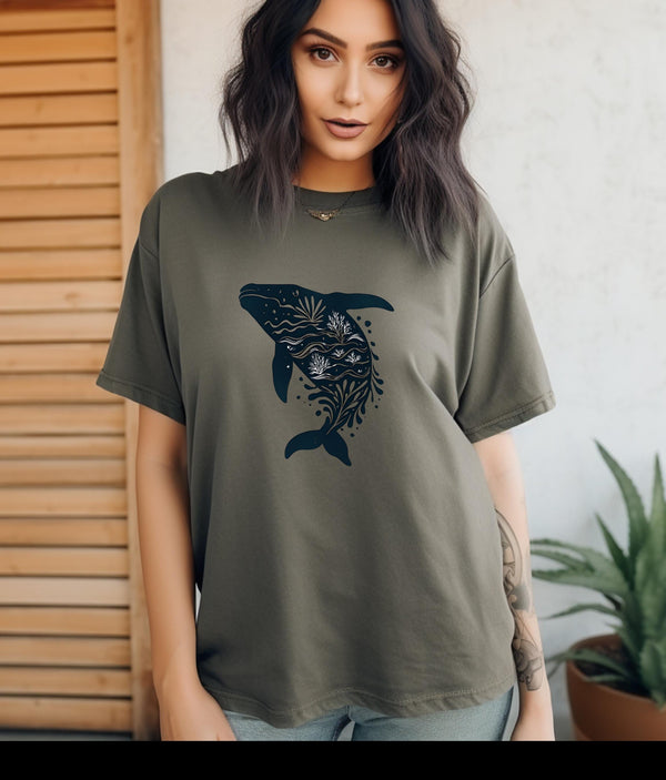 Whale Boho Shirt, Cute Ocean Graphic Tee, Trendy Whale T-Shirt, Vintage Marine Biology Apparel, Gift Idea