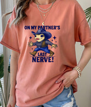 Funny Unisex T-Shirt - "On My Husband's Last Nerve!" Gift for Partner, Birthday, Anniversary, Casual Wear, Humorous Apparel
